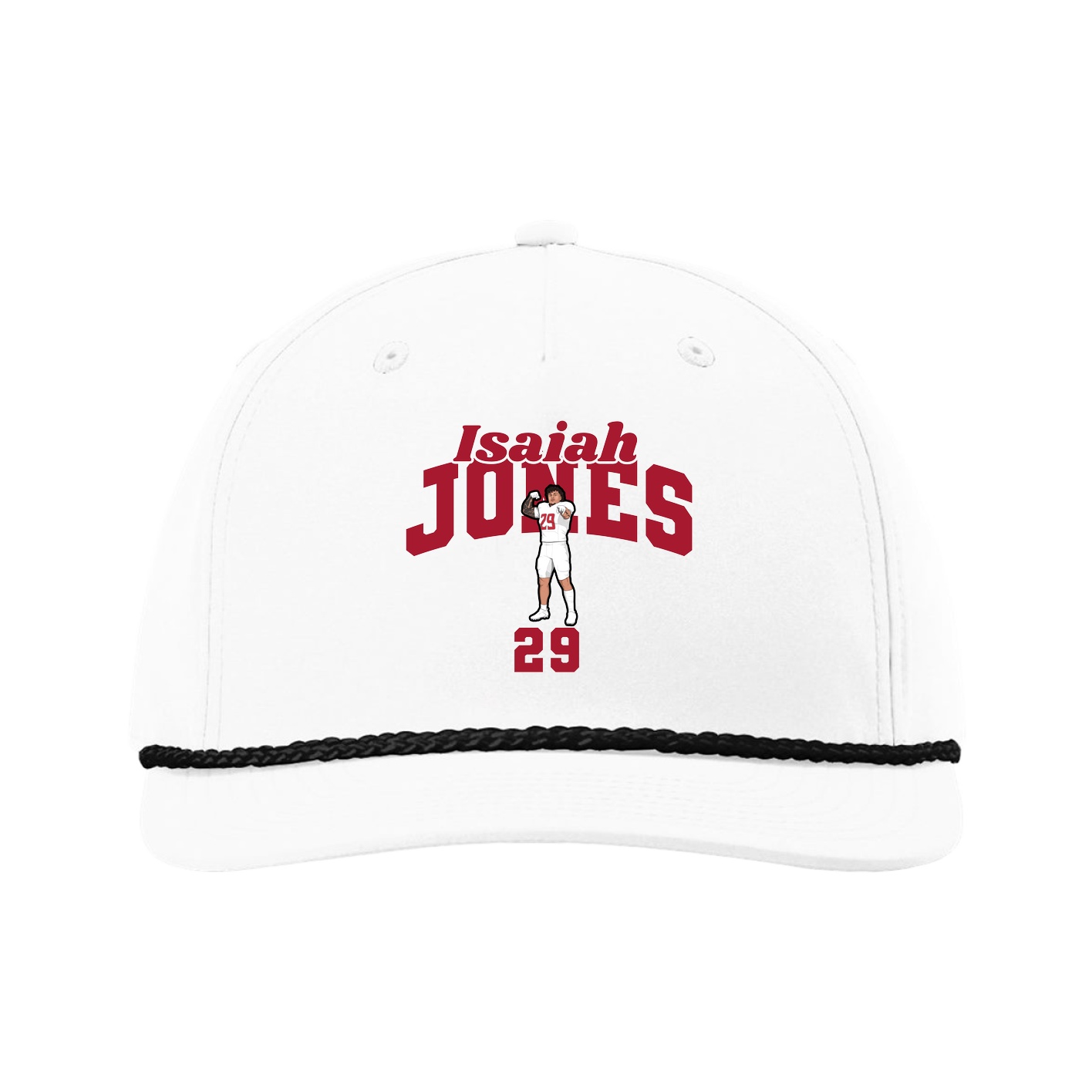 Five-Panel Classic Rope Cap — Signature Arch in White