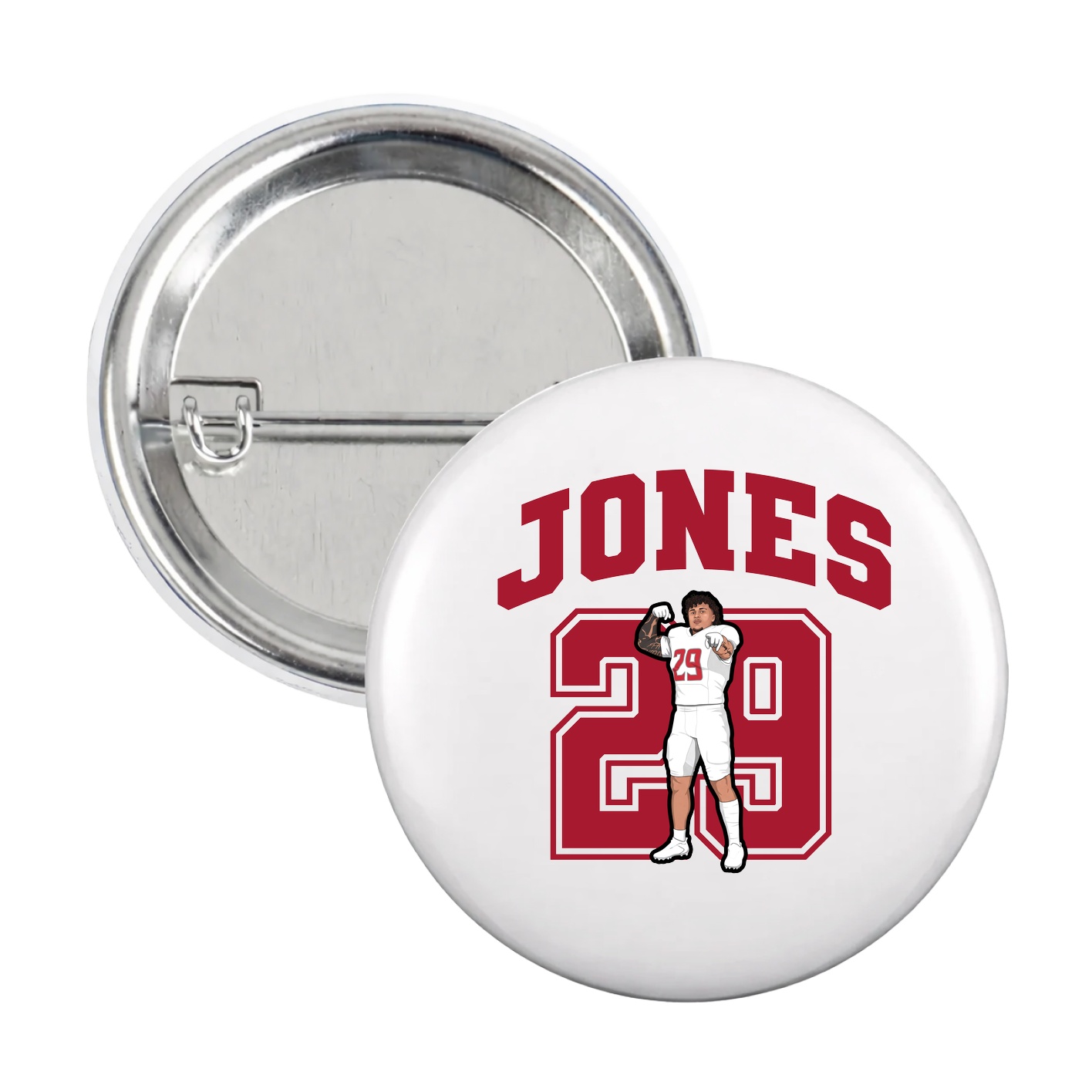 Game Day Button — Number in White
