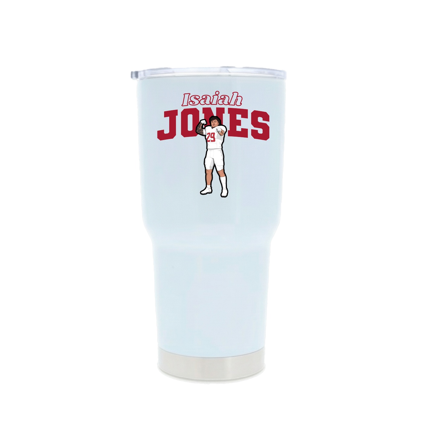 30oz Stainless Steel Tumbler — Name Arch in White