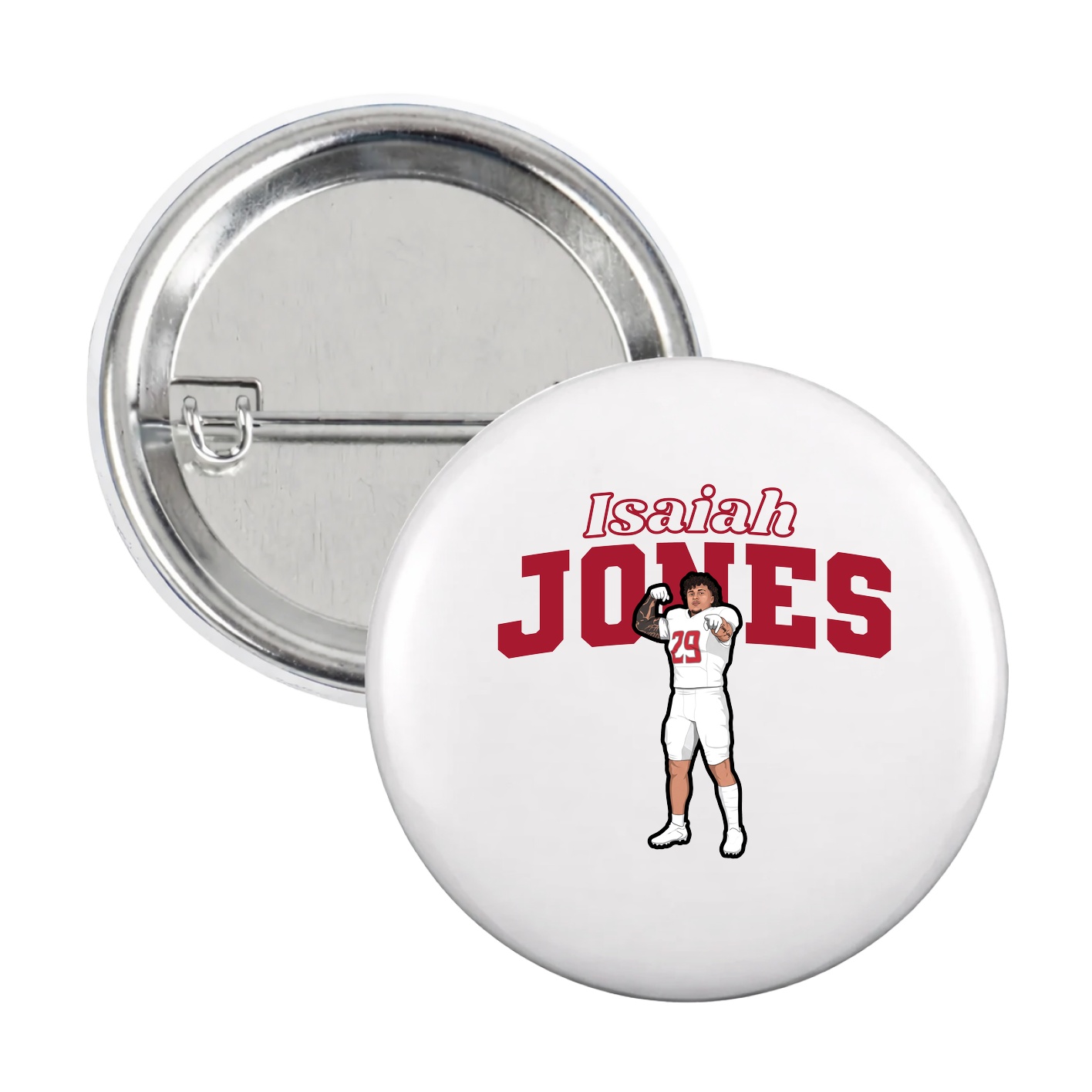 Game Day Button — Name Arch in White