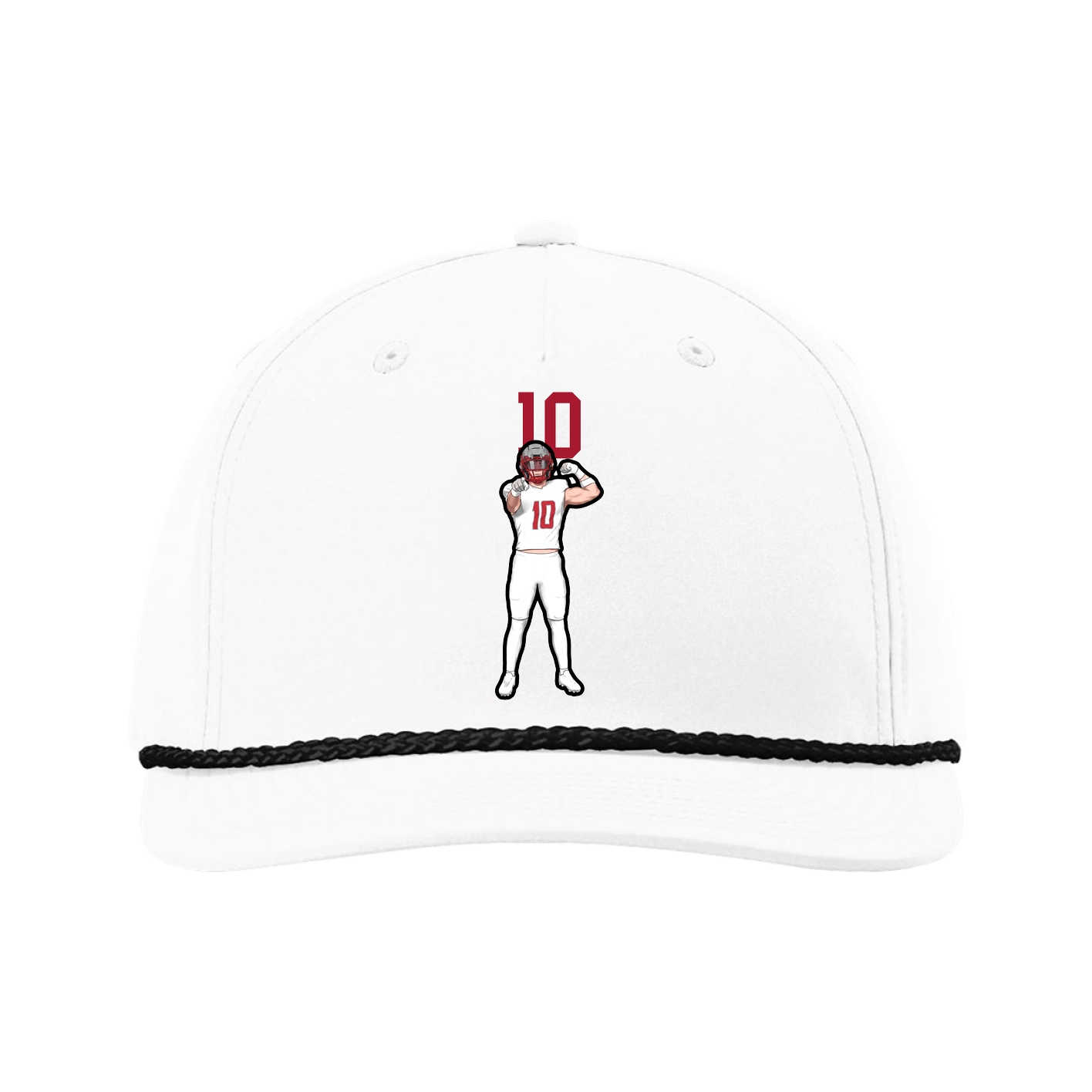 Five-Panel Classic Rope Cap — Number Top in White