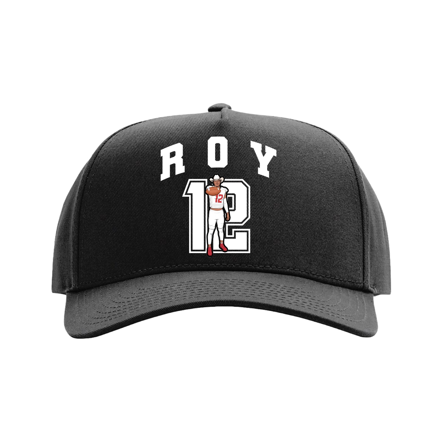 Full Fabric Five-Panel Champ Cap — Number in Black