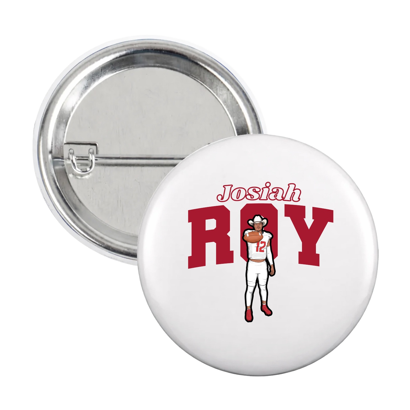 Game Day Button — Name Arch in White