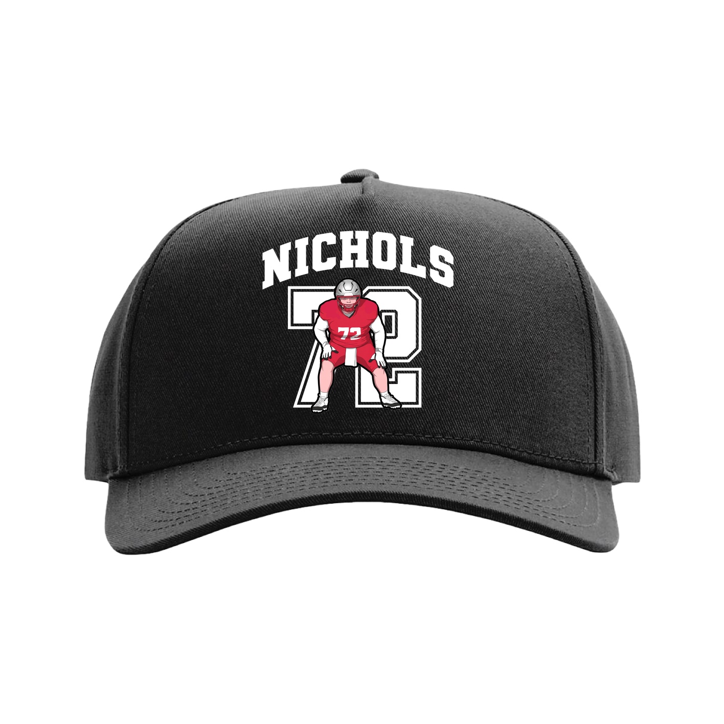 Full Fabric Five-Panel Champ Cap — Number in Black