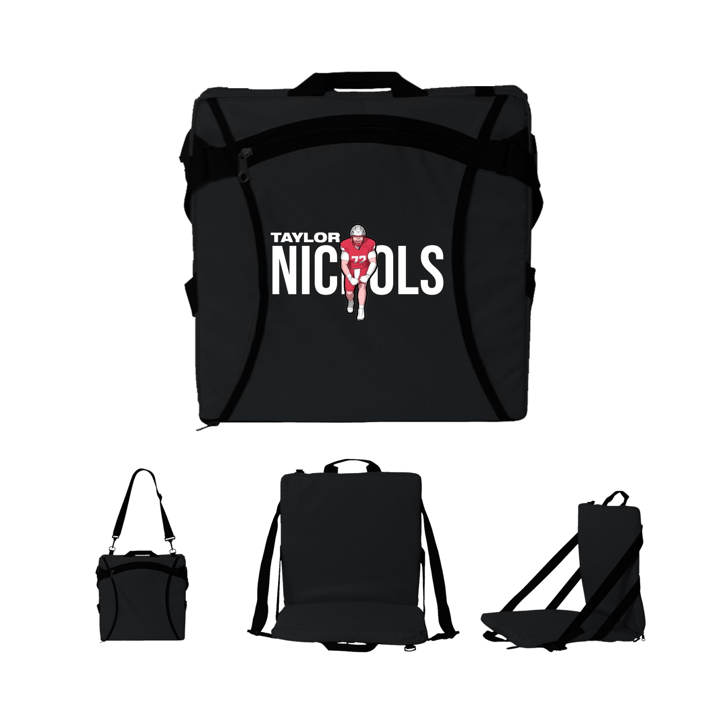 Folding Stadium Seat — Player Name in Black
