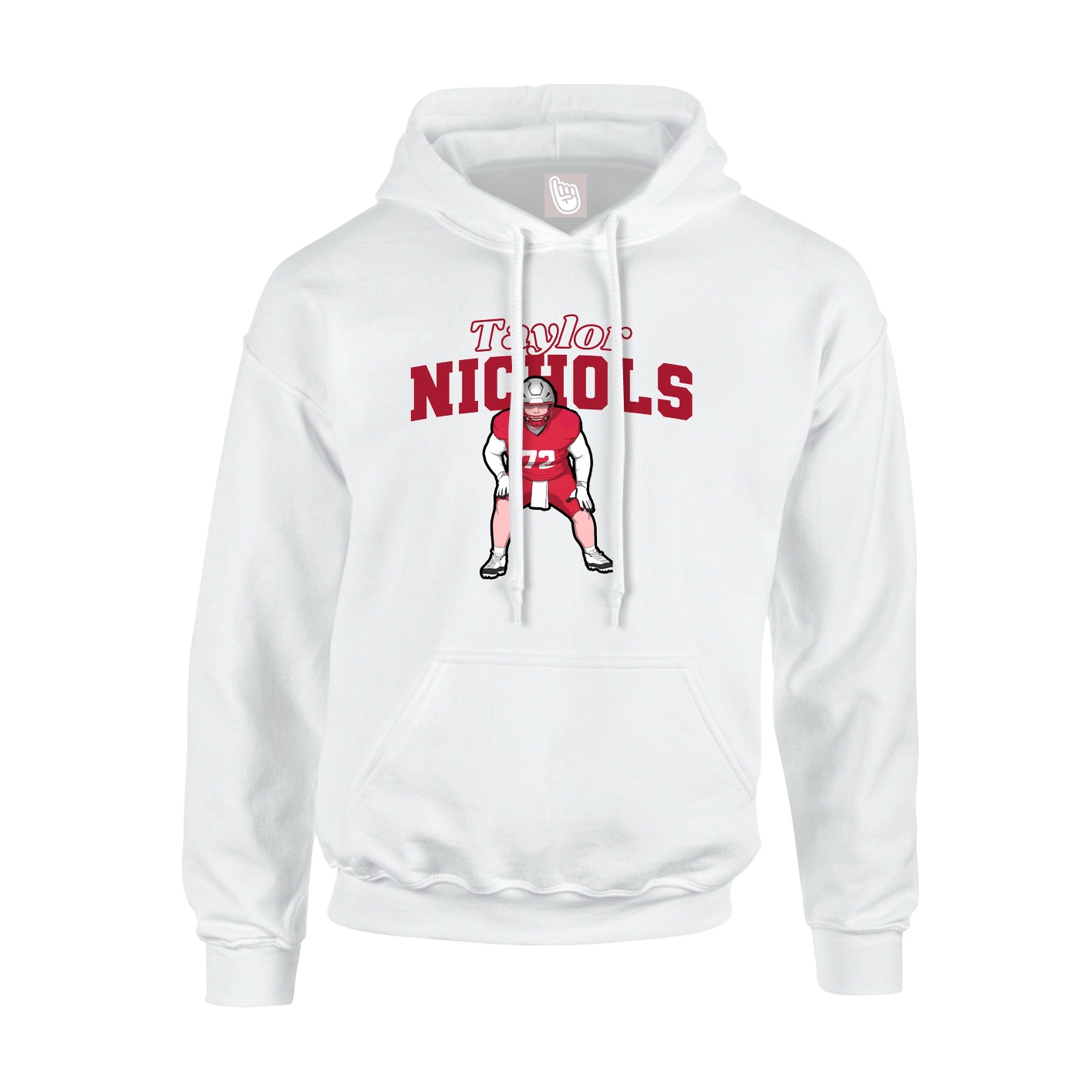 Youth Hoodie — Name Arch in White