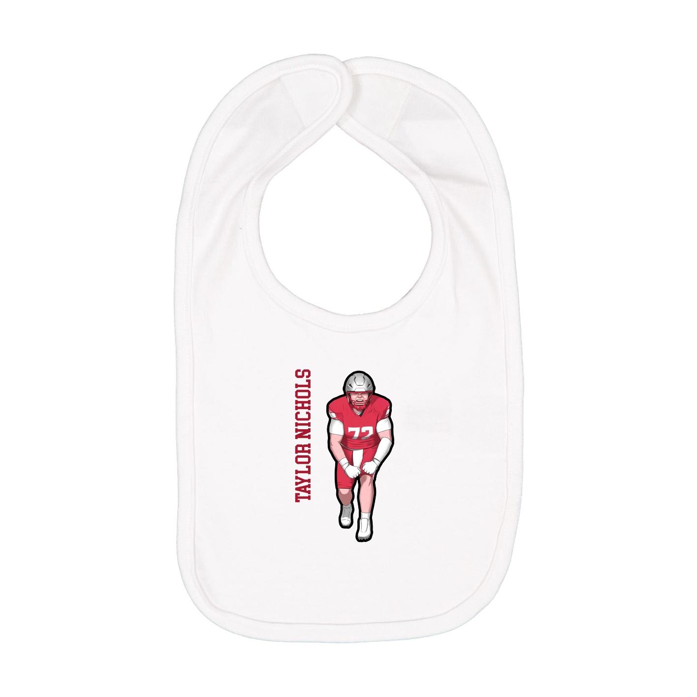 Infant Bib — Name Vertical in White