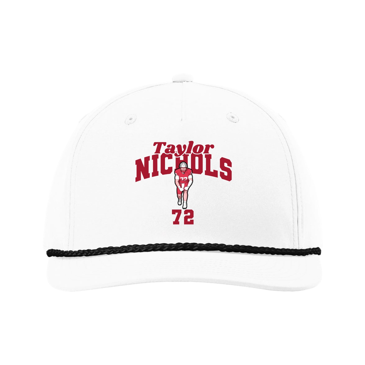 Five-Panel Classic Rope Cap — Signature Arch in White