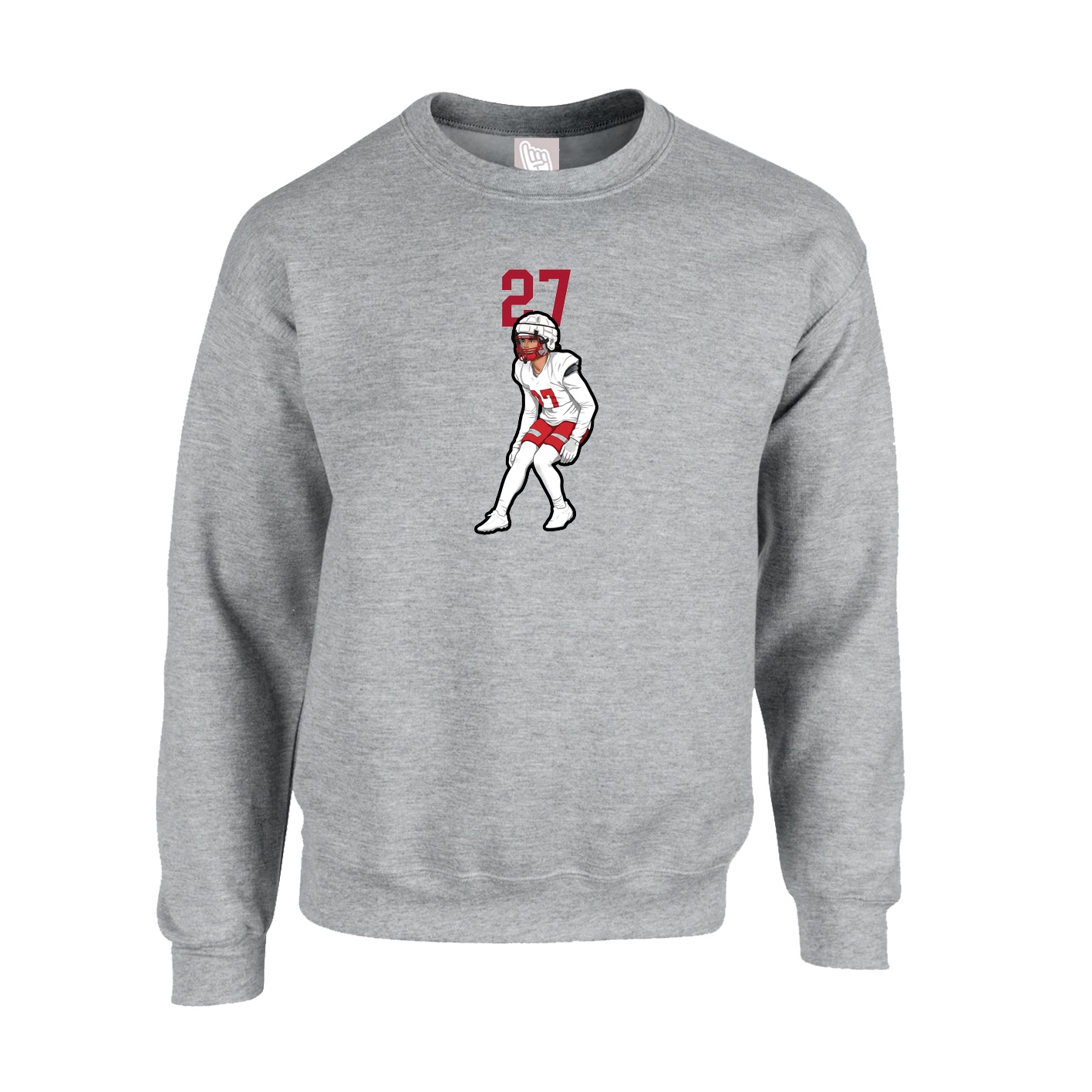 Fleece Crew — Number Top in Grey