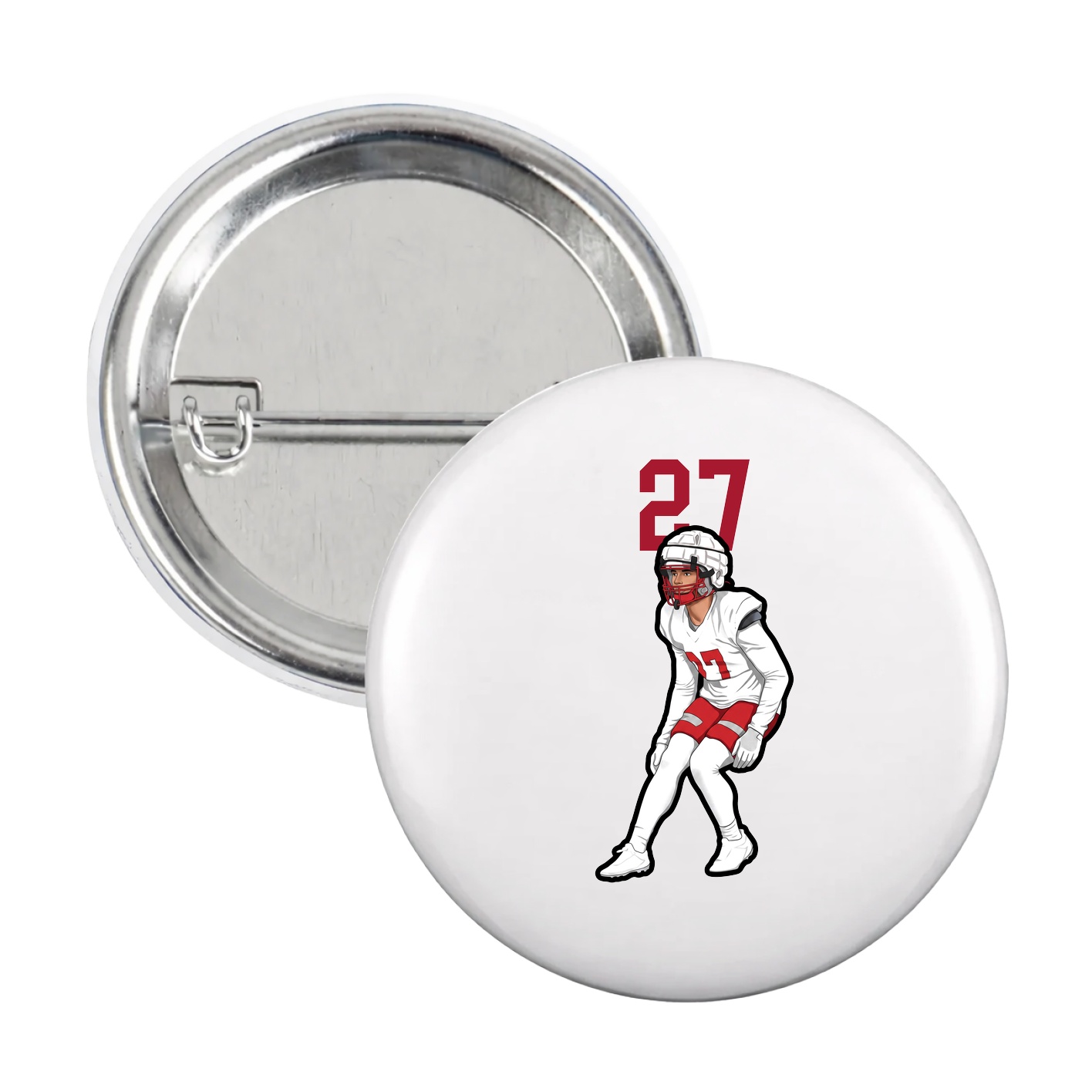 Game Day Button — Number Top in White