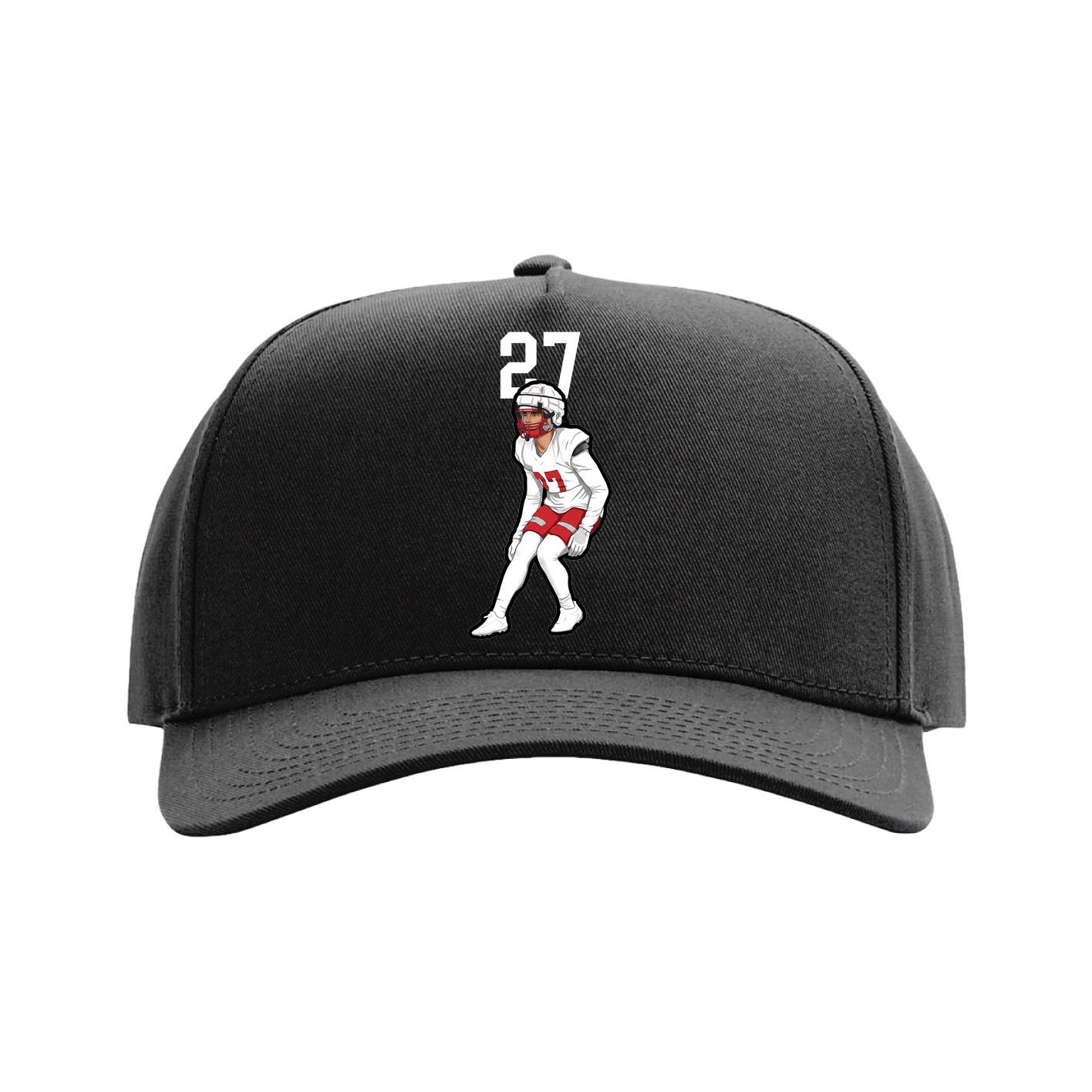 Full Fabric Five-Panel Champ Cap — Number Top in Black