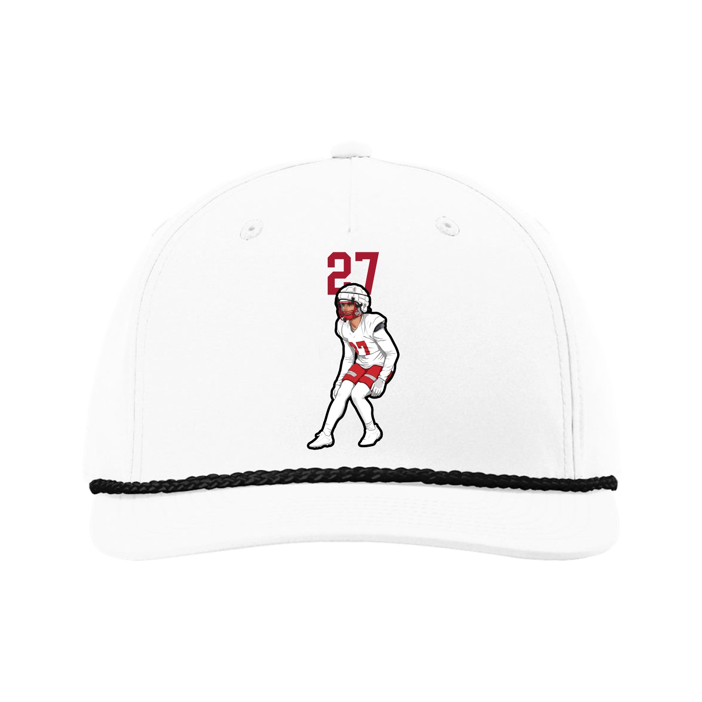 Five-Panel Classic Rope Cap — Number Top in White
