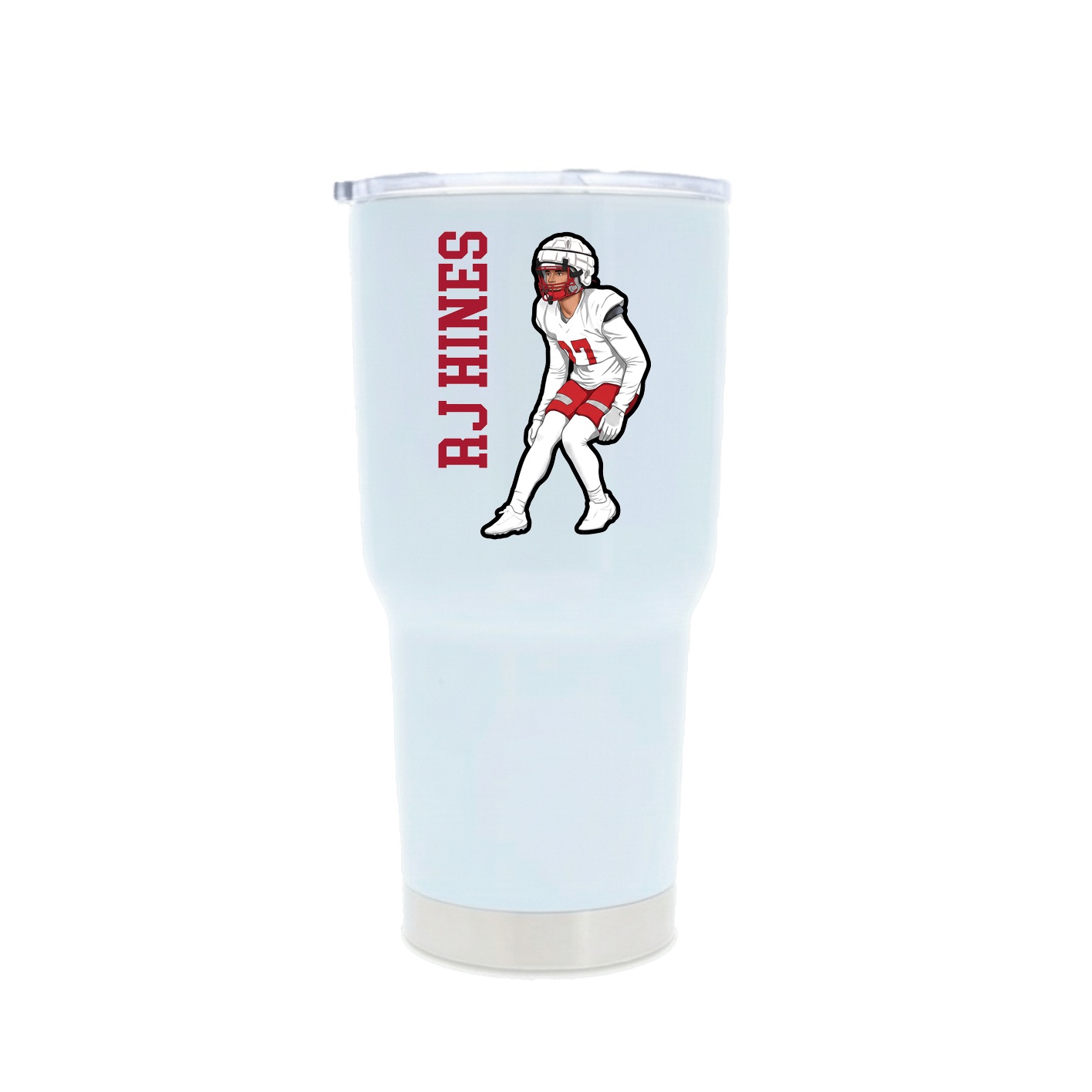30oz Stainless Steel Tumbler — Name Vertical in White