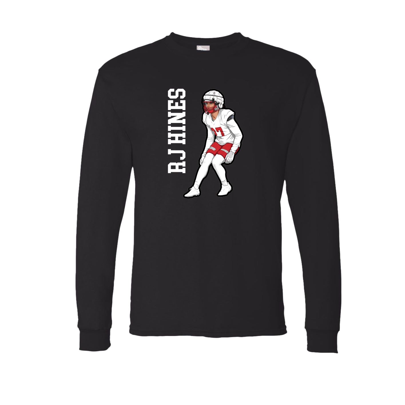 Long Sleeve Tee — Name Vertical in Black