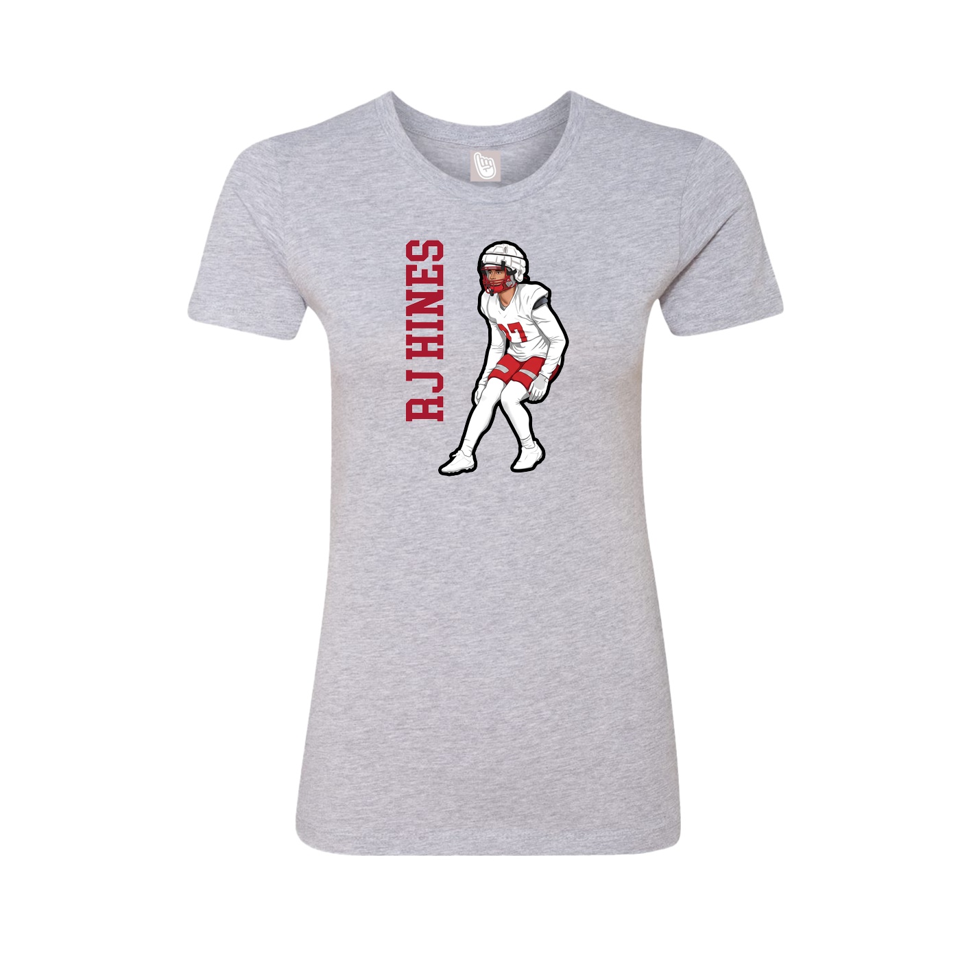 Fitted Women's Tee — Name Vertical in Grey