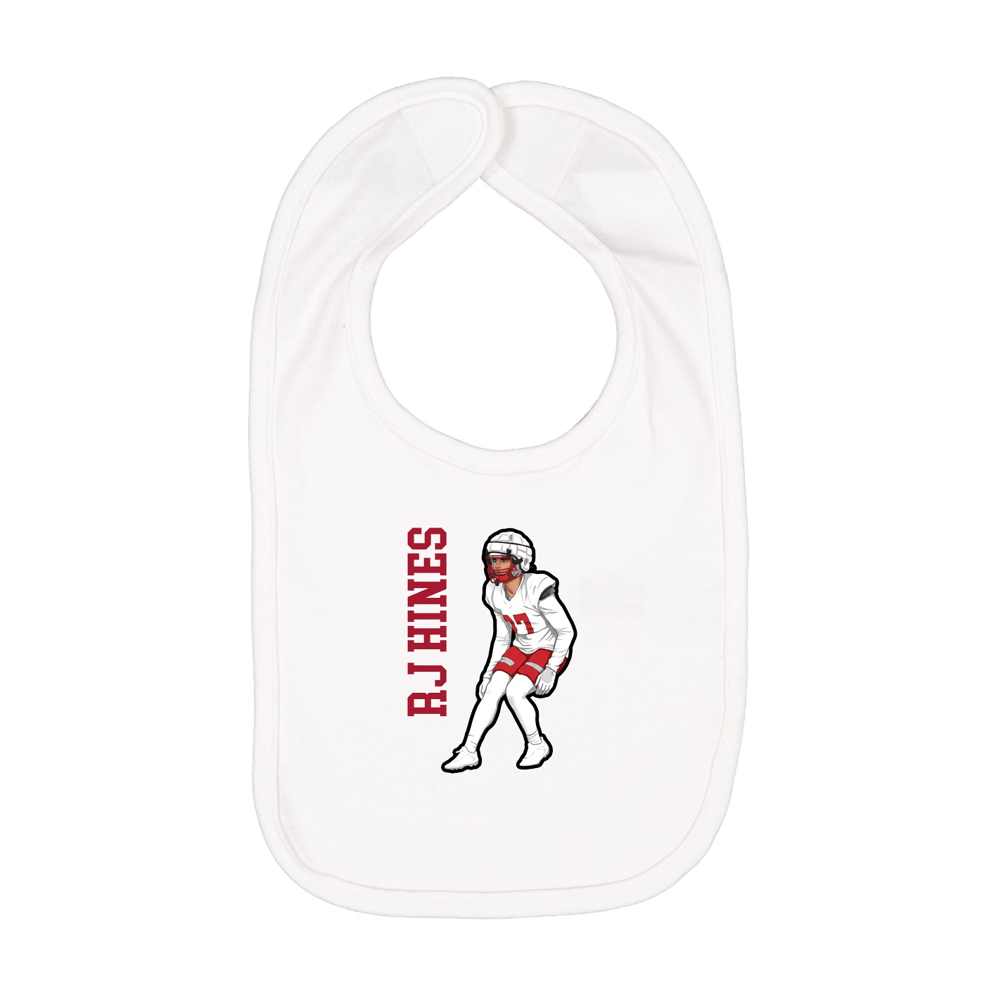 Infant Bib — Name Vertical in White