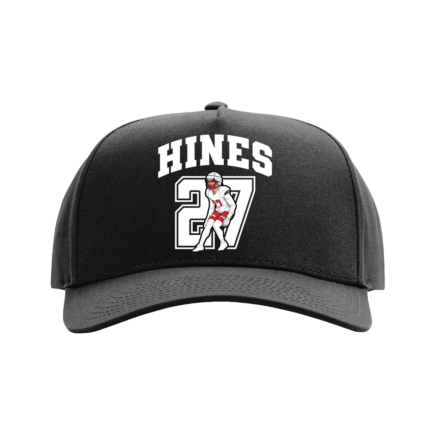 Full Fabric Five-Panel Champ Cap — Number in Black