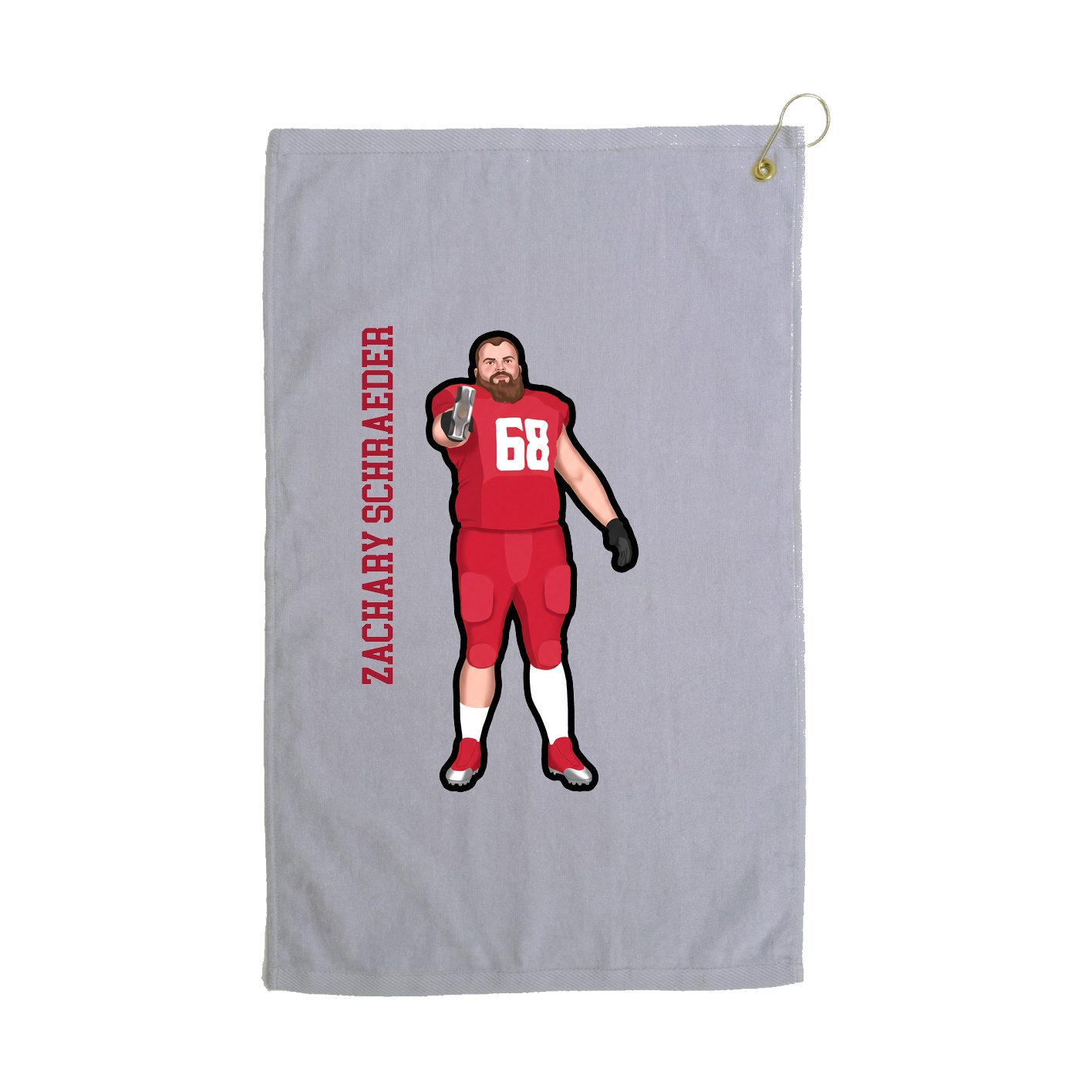 Golf Towel — Name Vertical in Grey