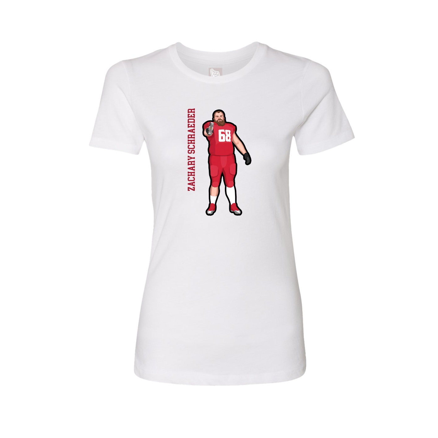 Fitted Women's Tee — Name Vertical in White