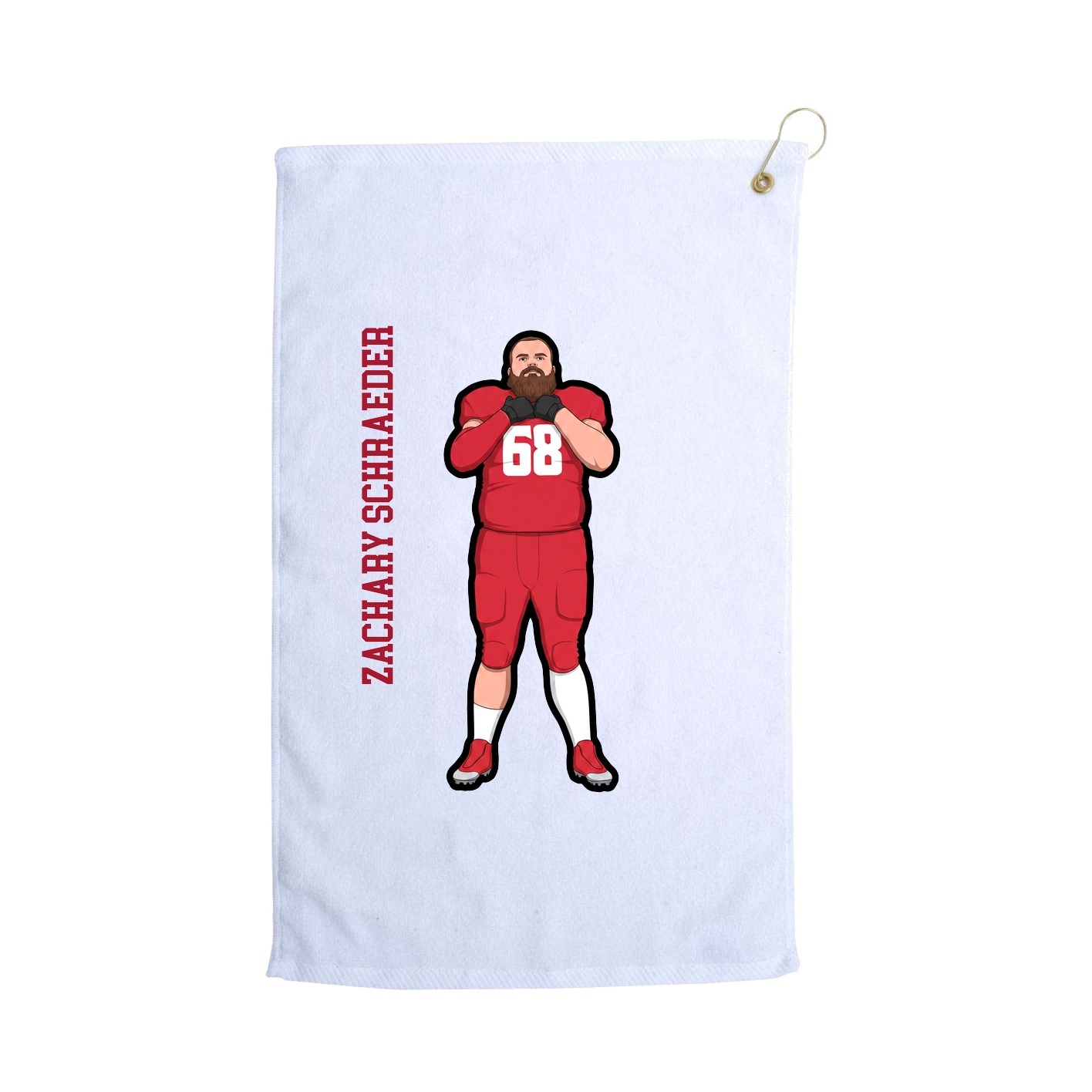 Golf Towel — Name Vertical in White