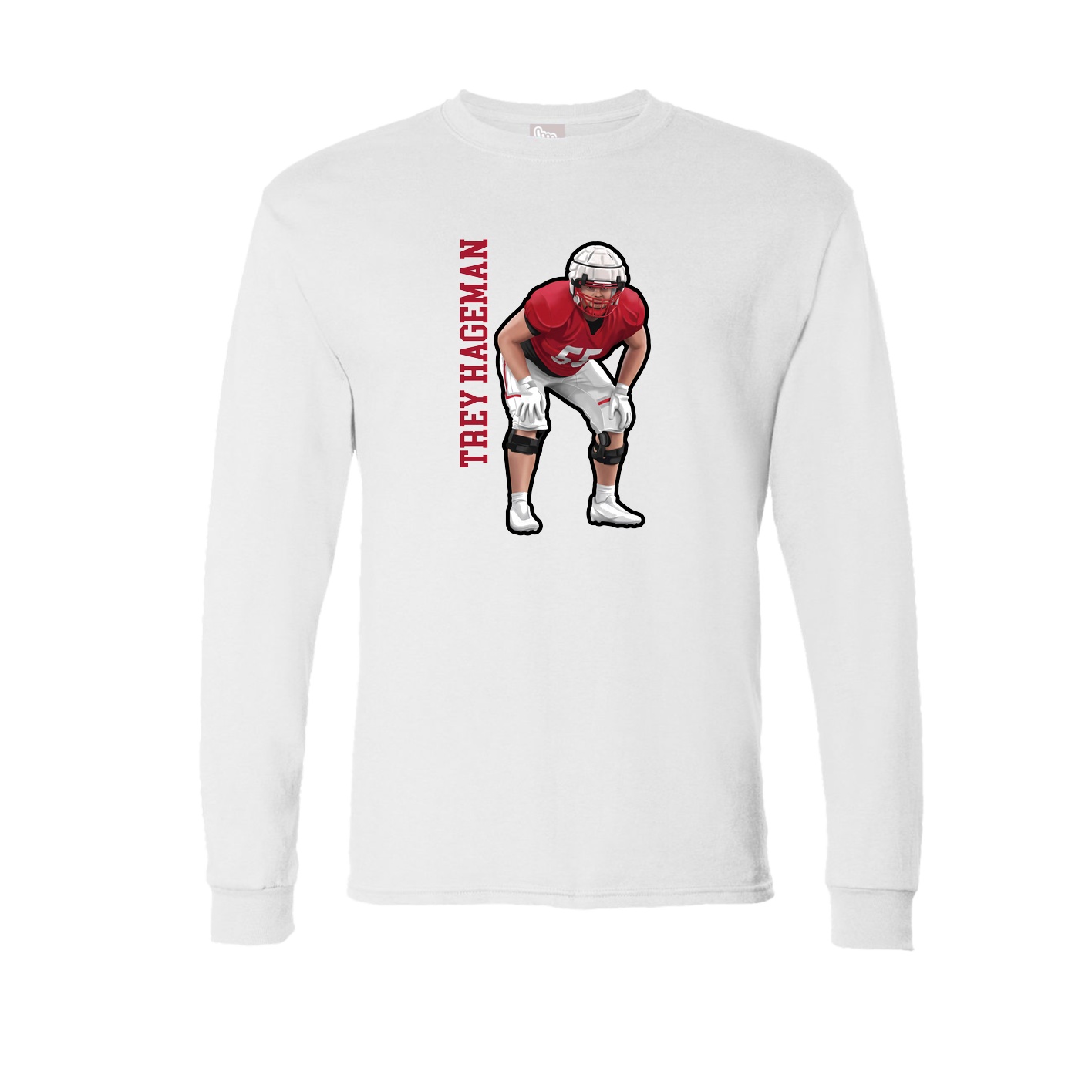 Long Sleeve Tee — Name Vertical in White
