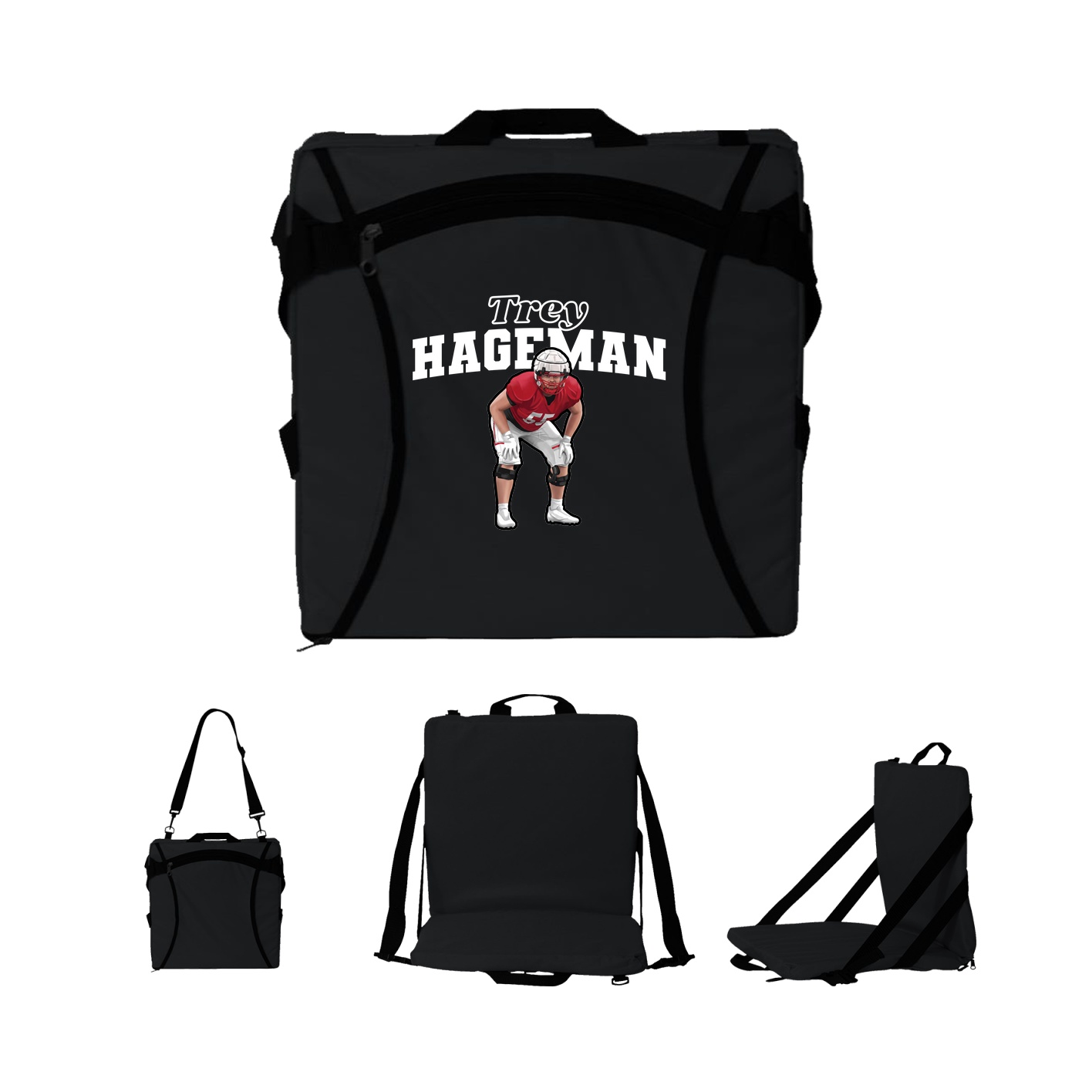 Folding Stadium Seat — Name Arch in Black