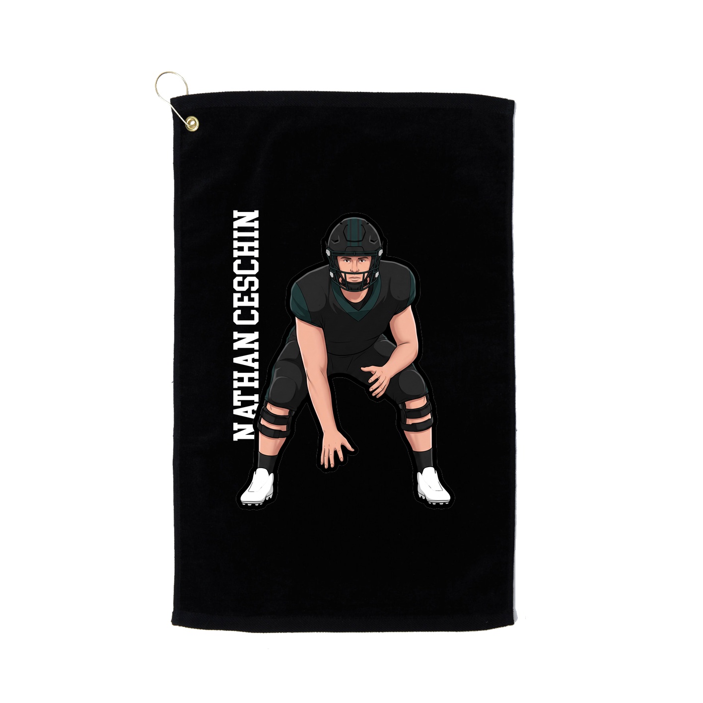Golf Towel — Name Vertical in Black