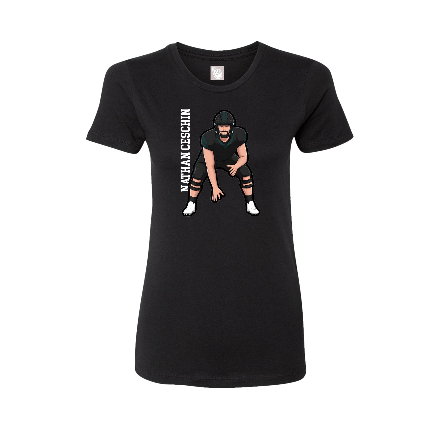Fitted Women's Tee — Name Vertical in Black