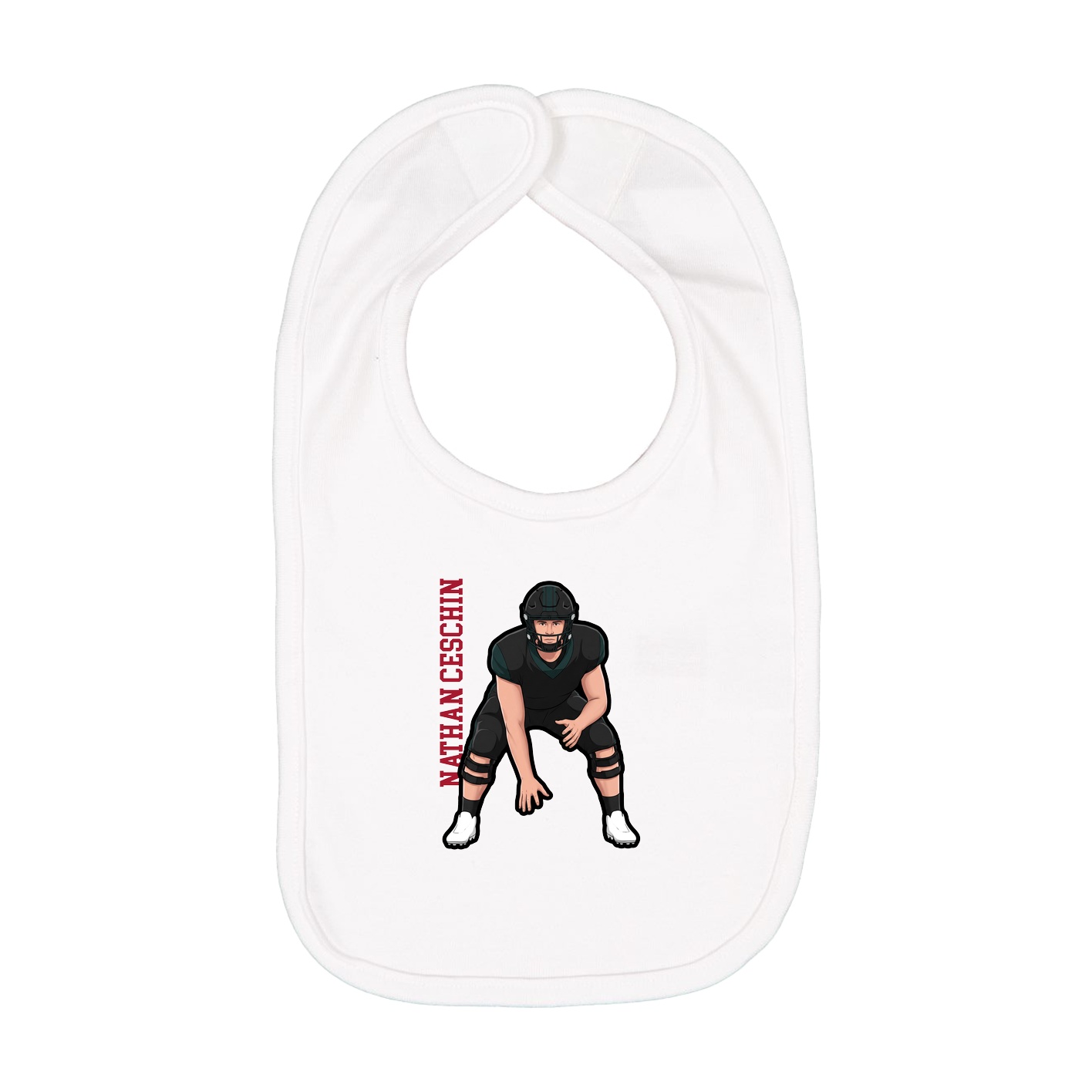 Infant Bib — Name Vertical in White