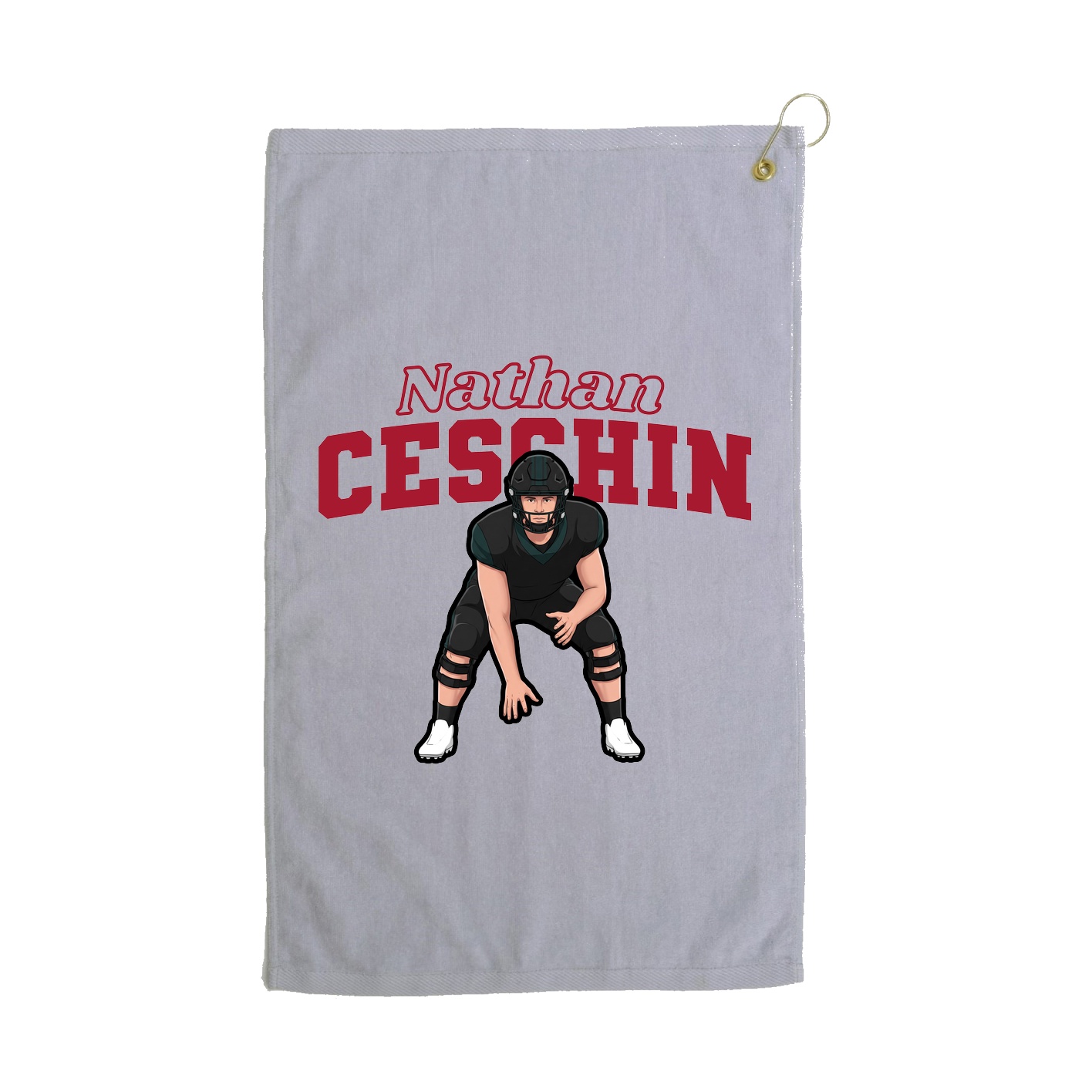 Golf Towel — Name Arch in Grey