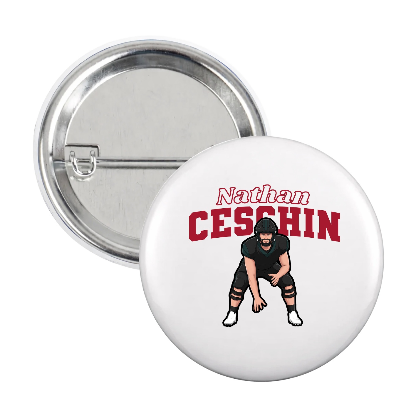 Game Day Button — Name Arch in White
