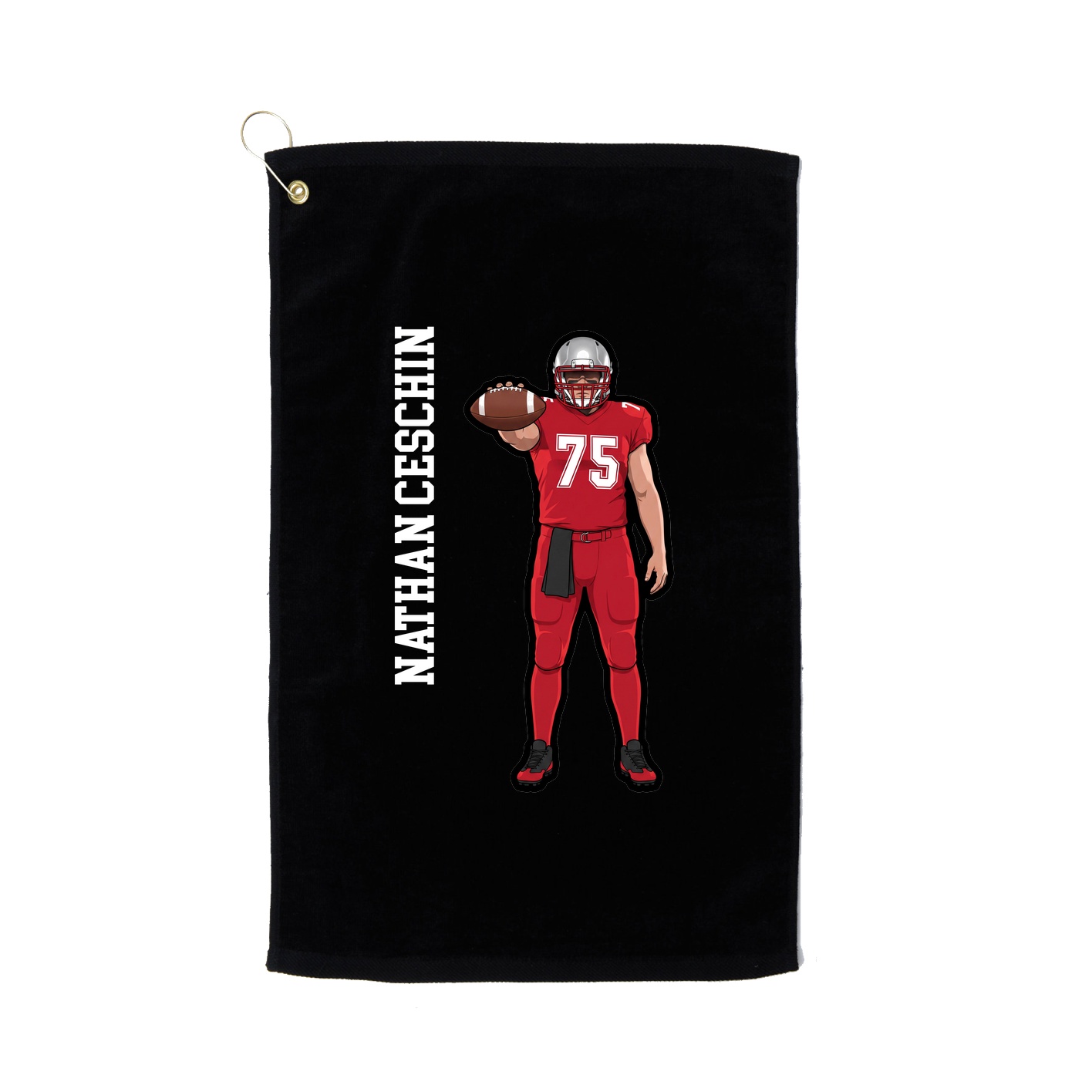 Golf Towel — Name Vertical in Black