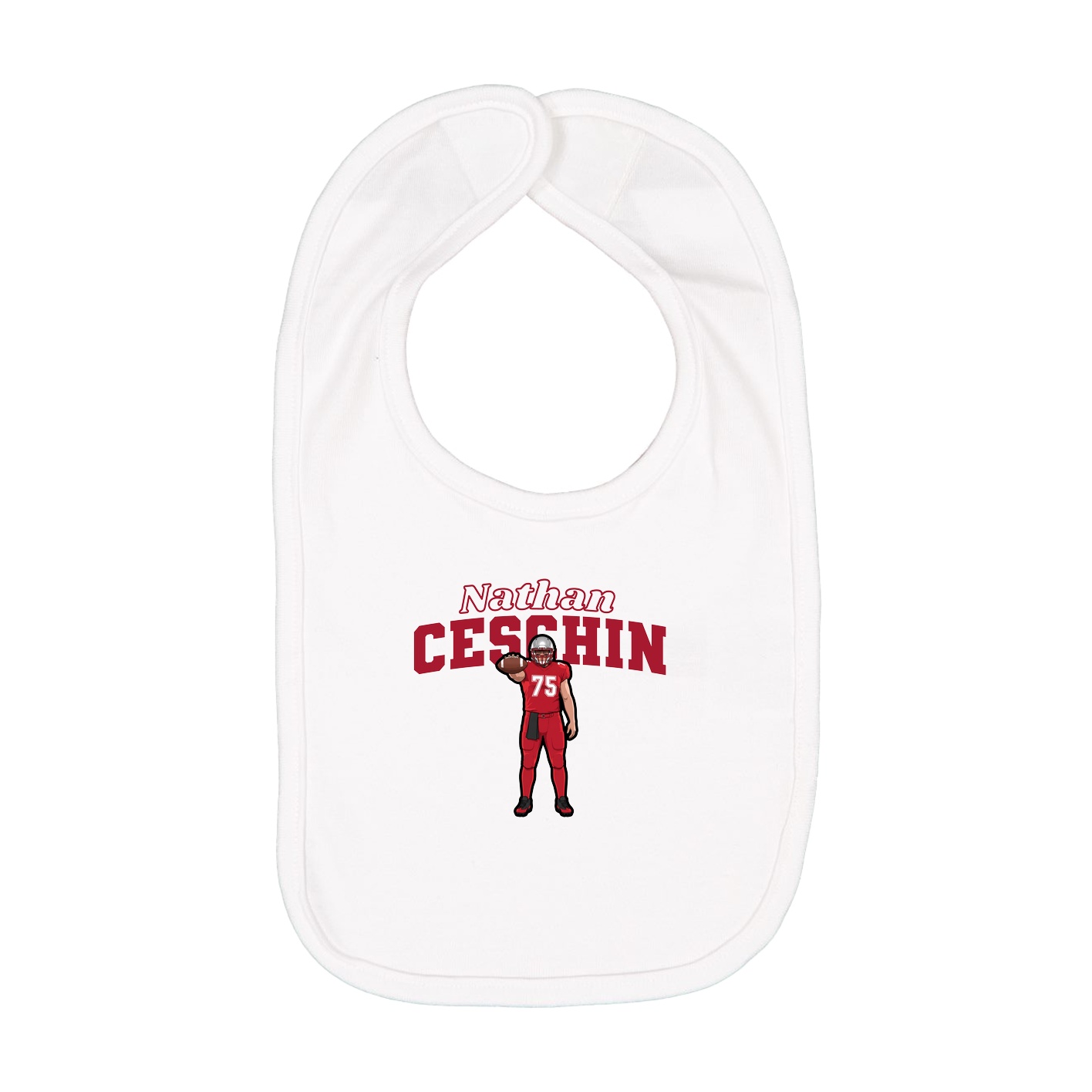 Infant Bib — Name Arch in White