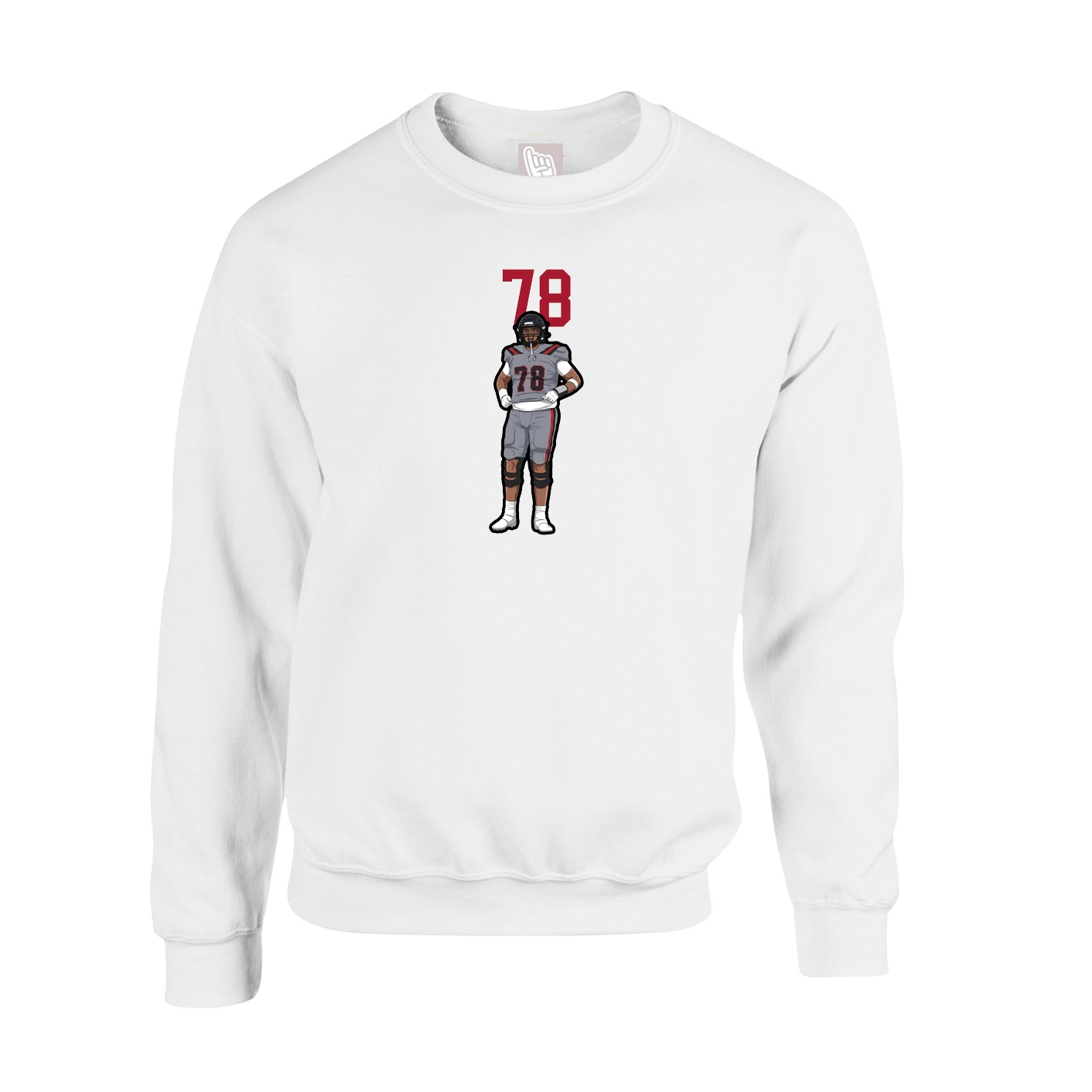 Fleece Crew — Number Top in White