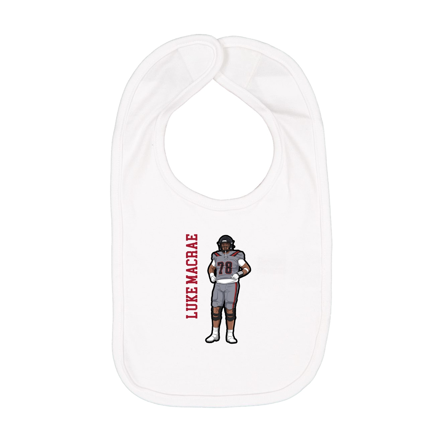 Infant Bib — Name Vertical in White