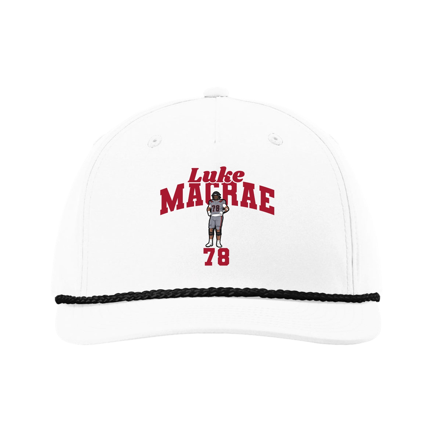 Five-Panel Classic Rope Cap — Signature Arch in White
