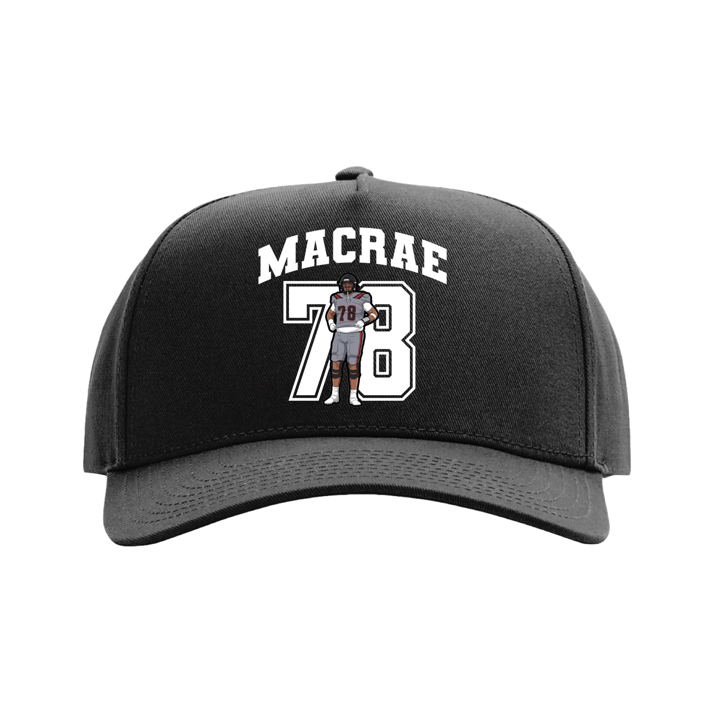 Full Fabric Five-Panel Champ Cap — Number in Black