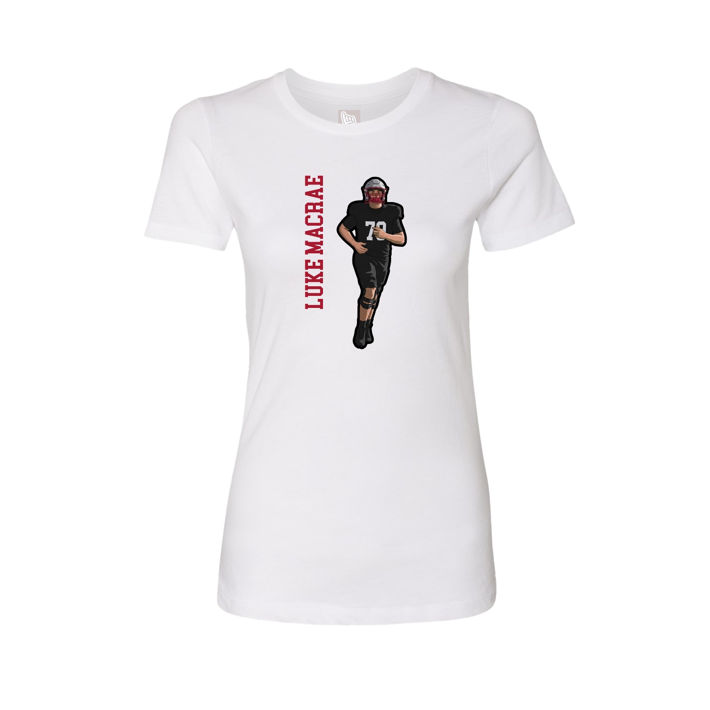 Fitted Women's Tee — Name Vertical in White