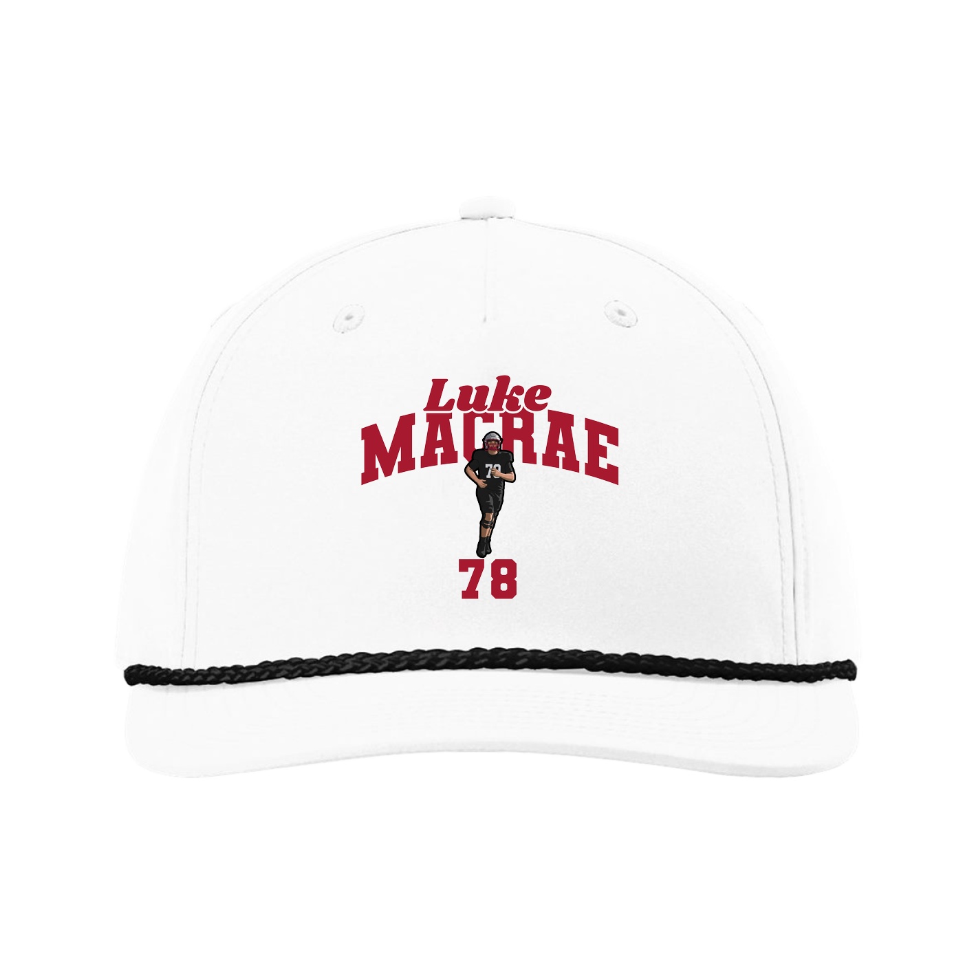 Five-Panel Classic Rope Cap — Signature Arch in White