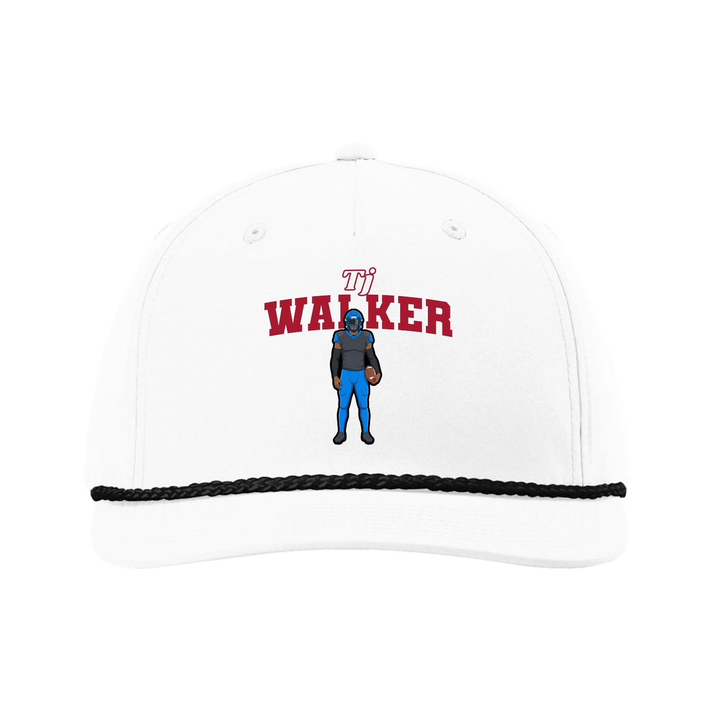 Five-Panel Classic Rope Cap — Name Arch in White