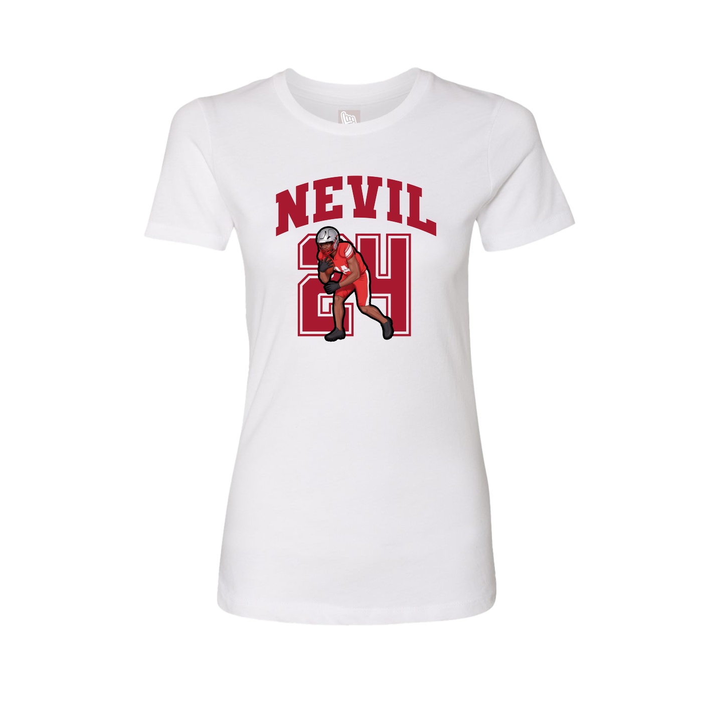 Fitted Women's Tee — Number in White
