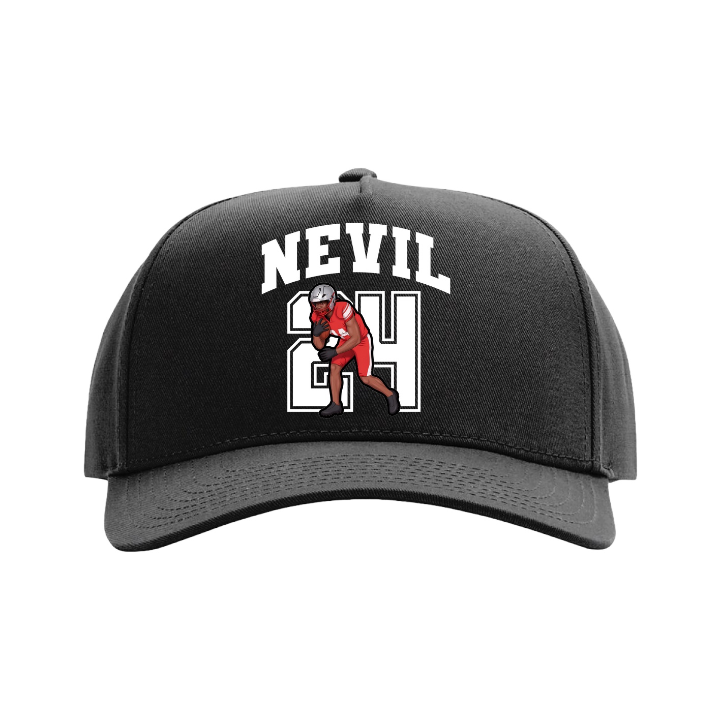 Full Fabric Five-Panel Champ Cap — Number in Black