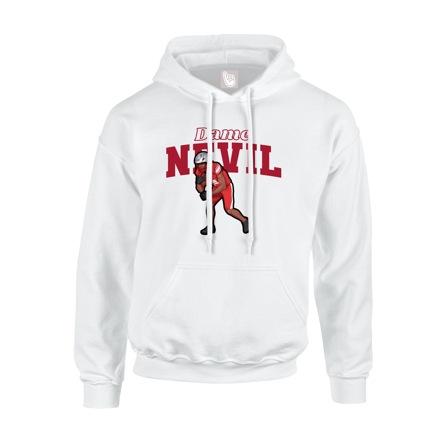 Youth Hoodie — Name Arch in White