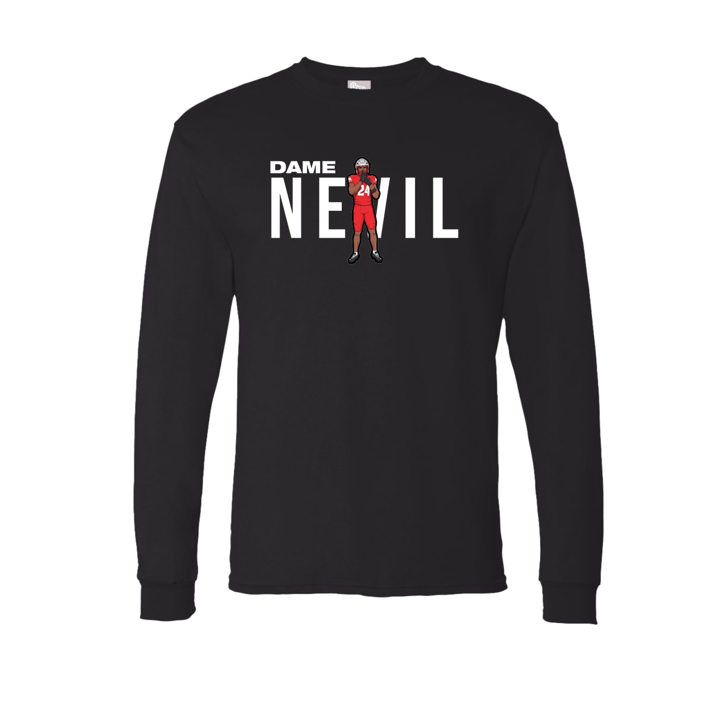 Long Sleeve Tee — Player Name in Black