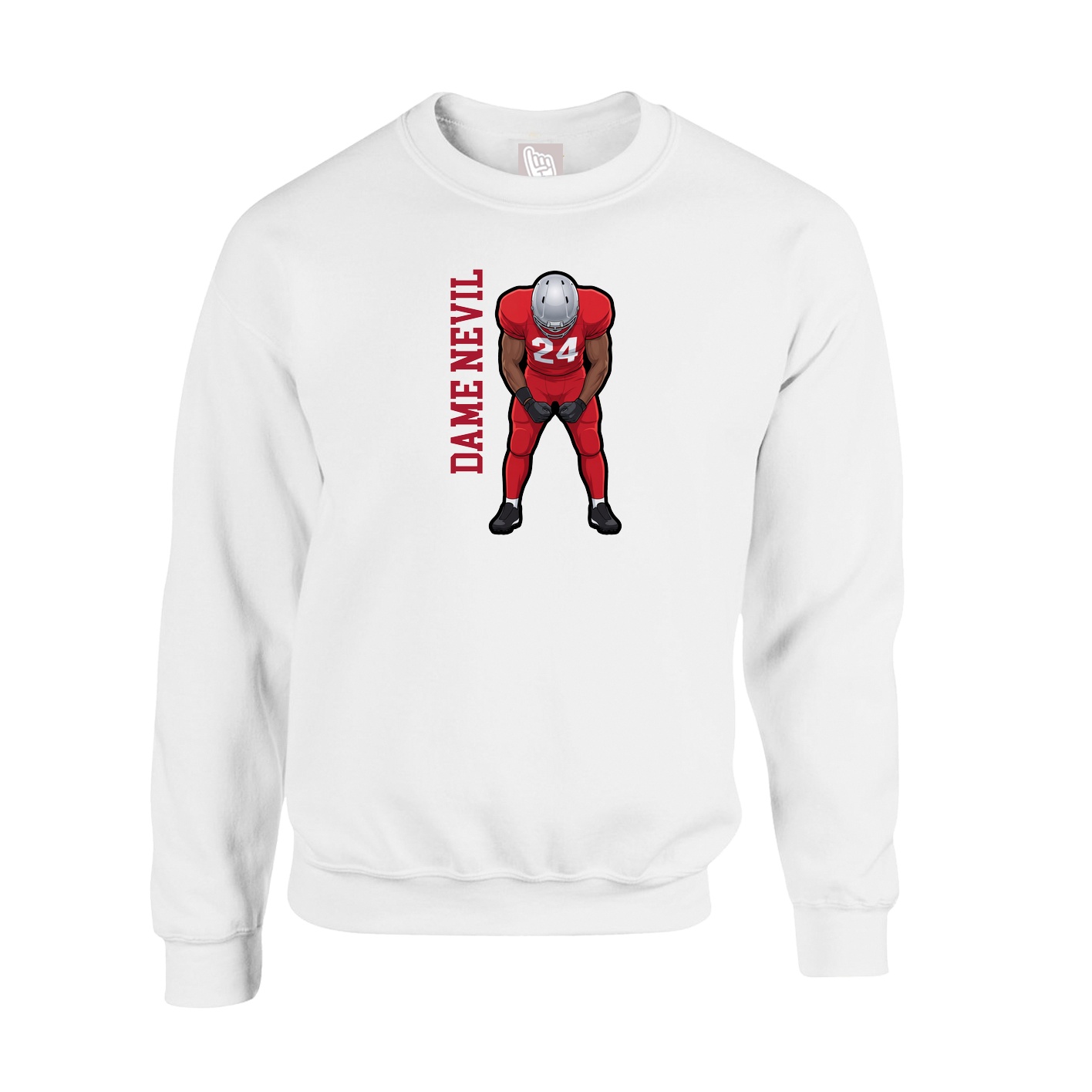 Fleece Crew — Name Vertical in White