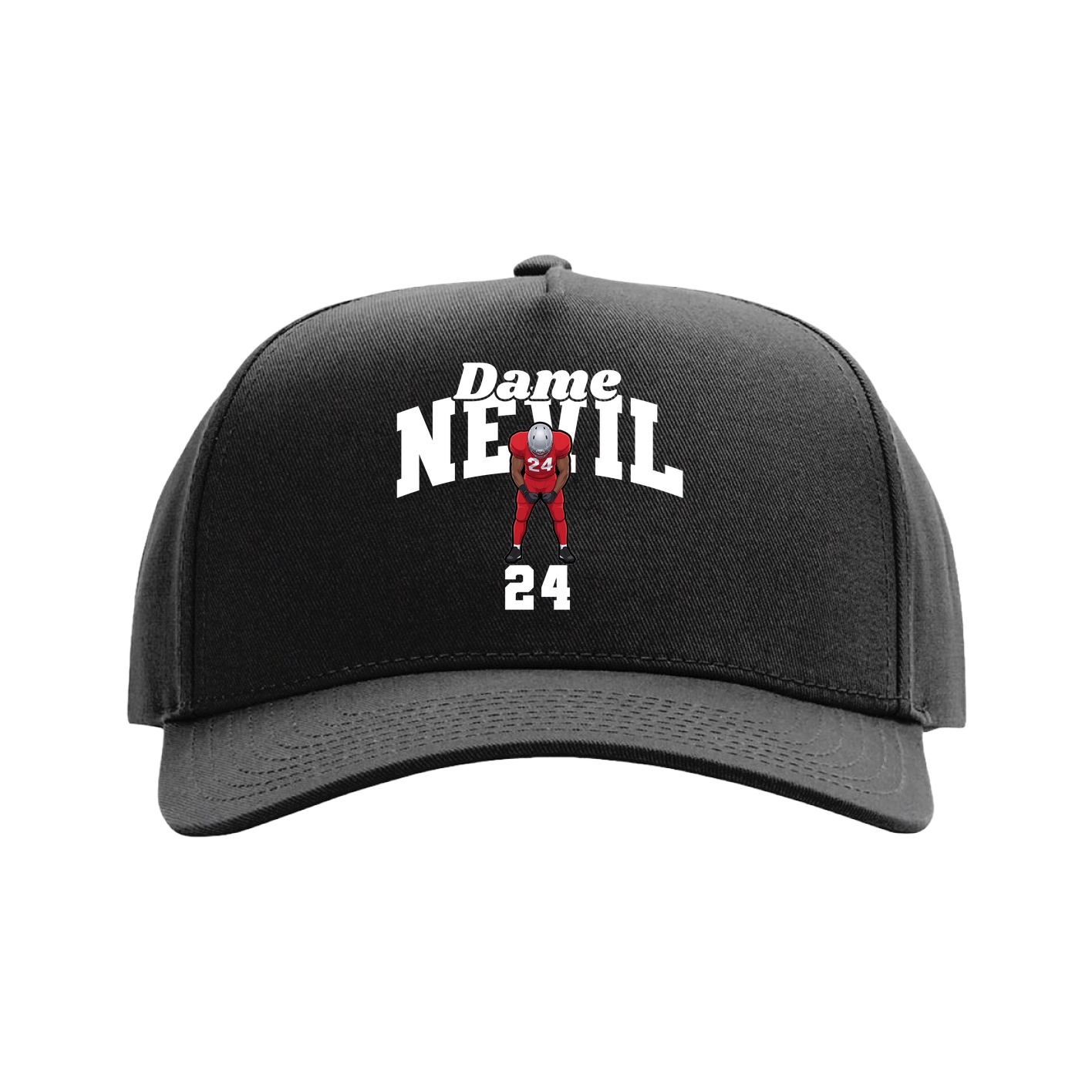 Full Fabric Five-Panel Champ Cap — Signature Arch in Black