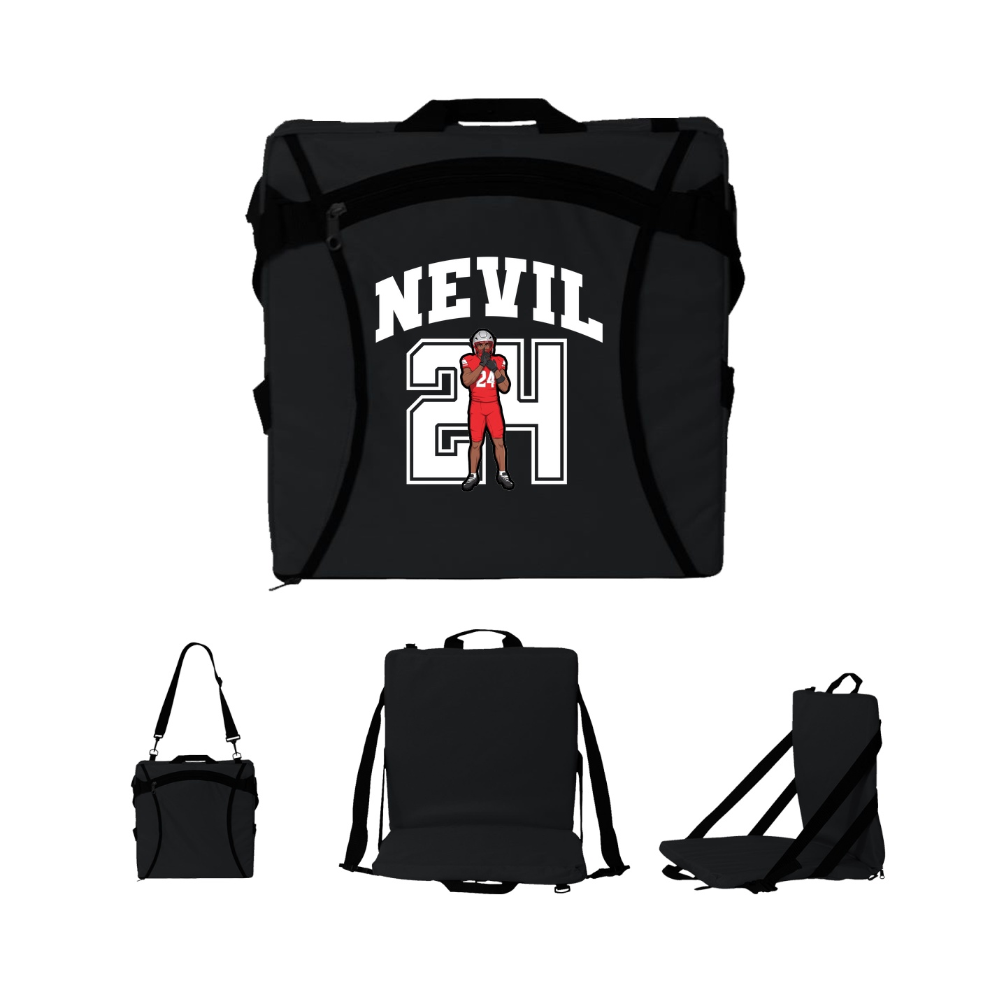 Folding Stadium Seat — Number in Black