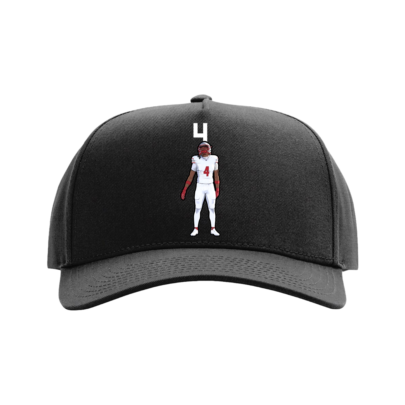 Full Fabric Five-Panel Champ Cap — Number Top in Black