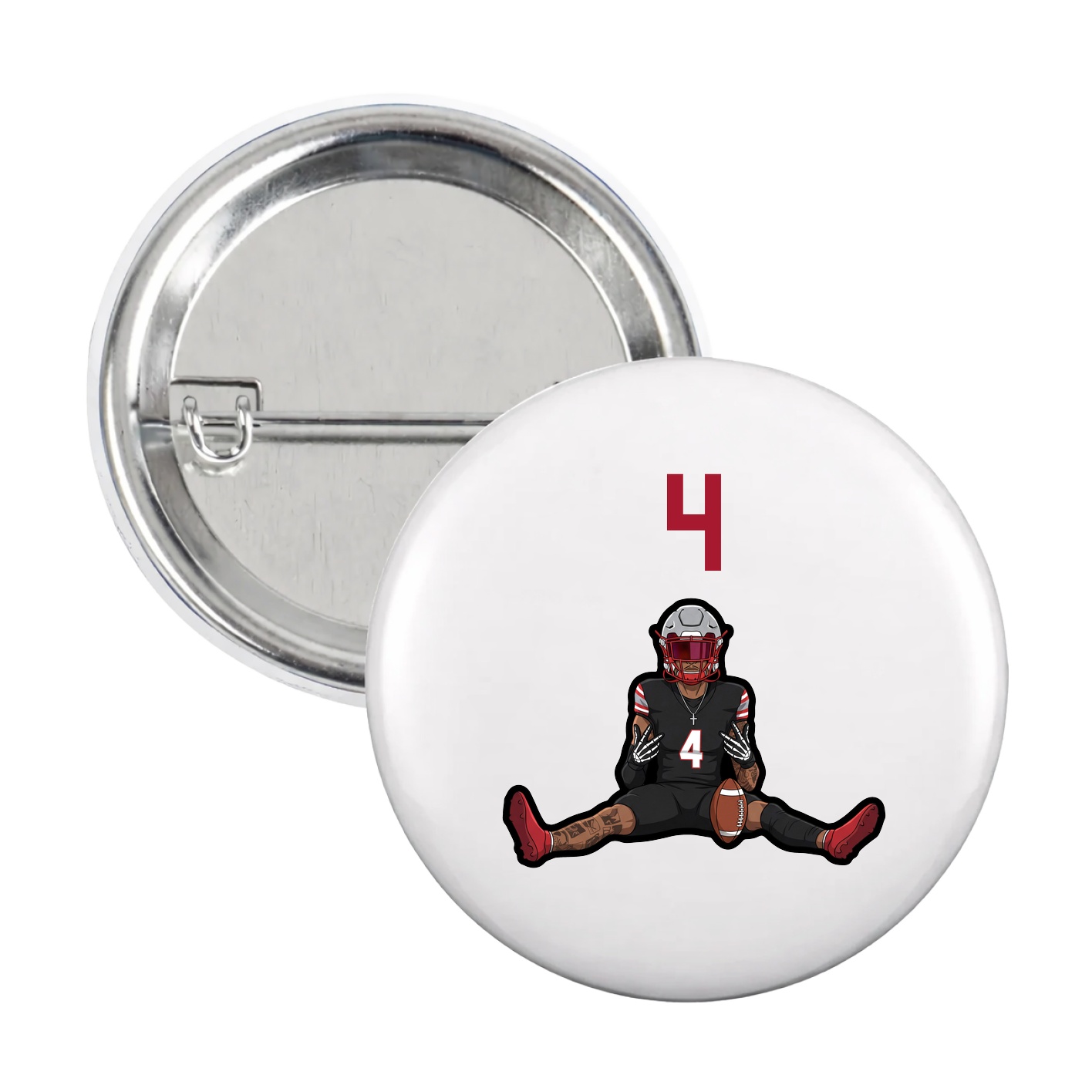 Game Day Button — Number Top in White