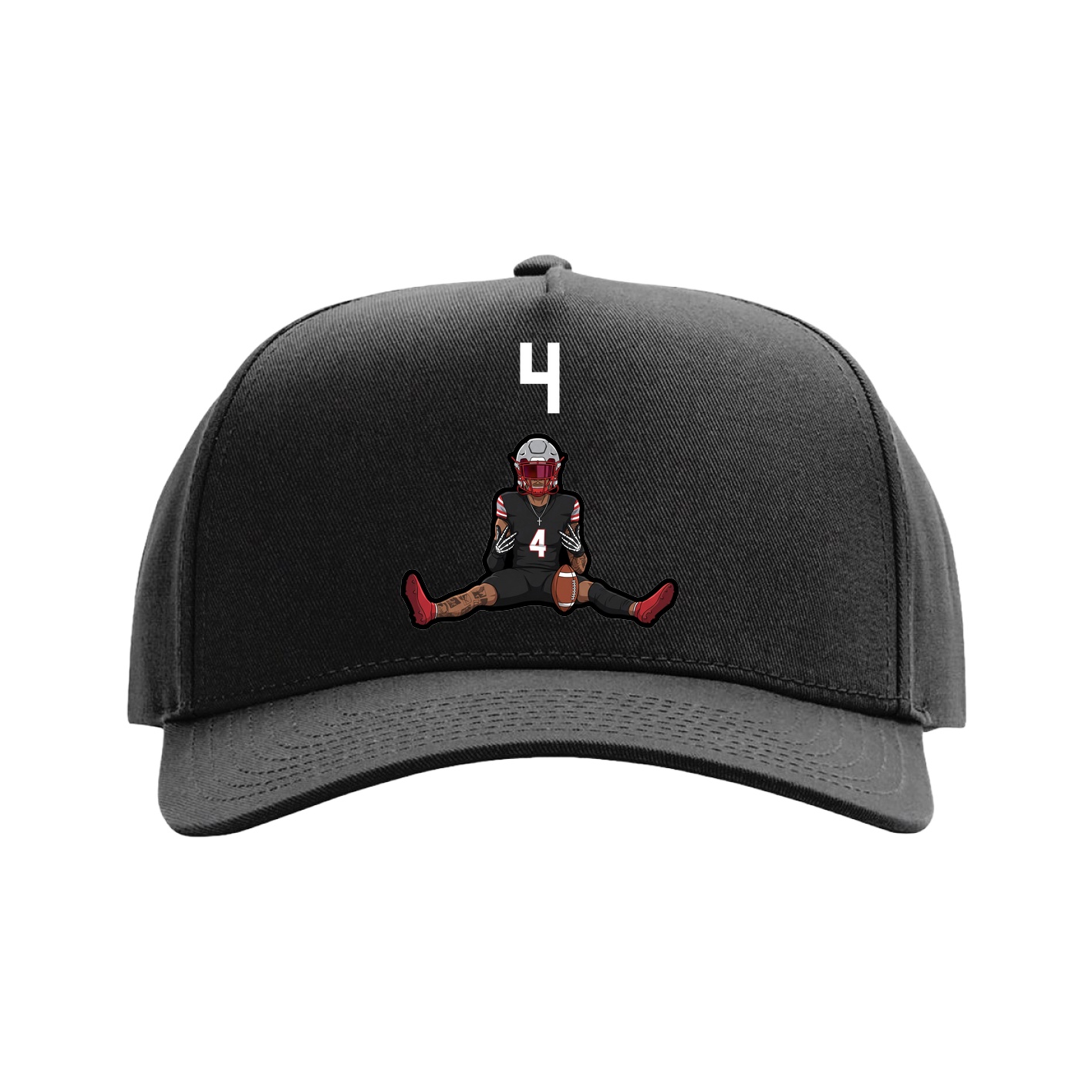 Full Fabric Five-Panel Champ Cap — Number Top in Black
